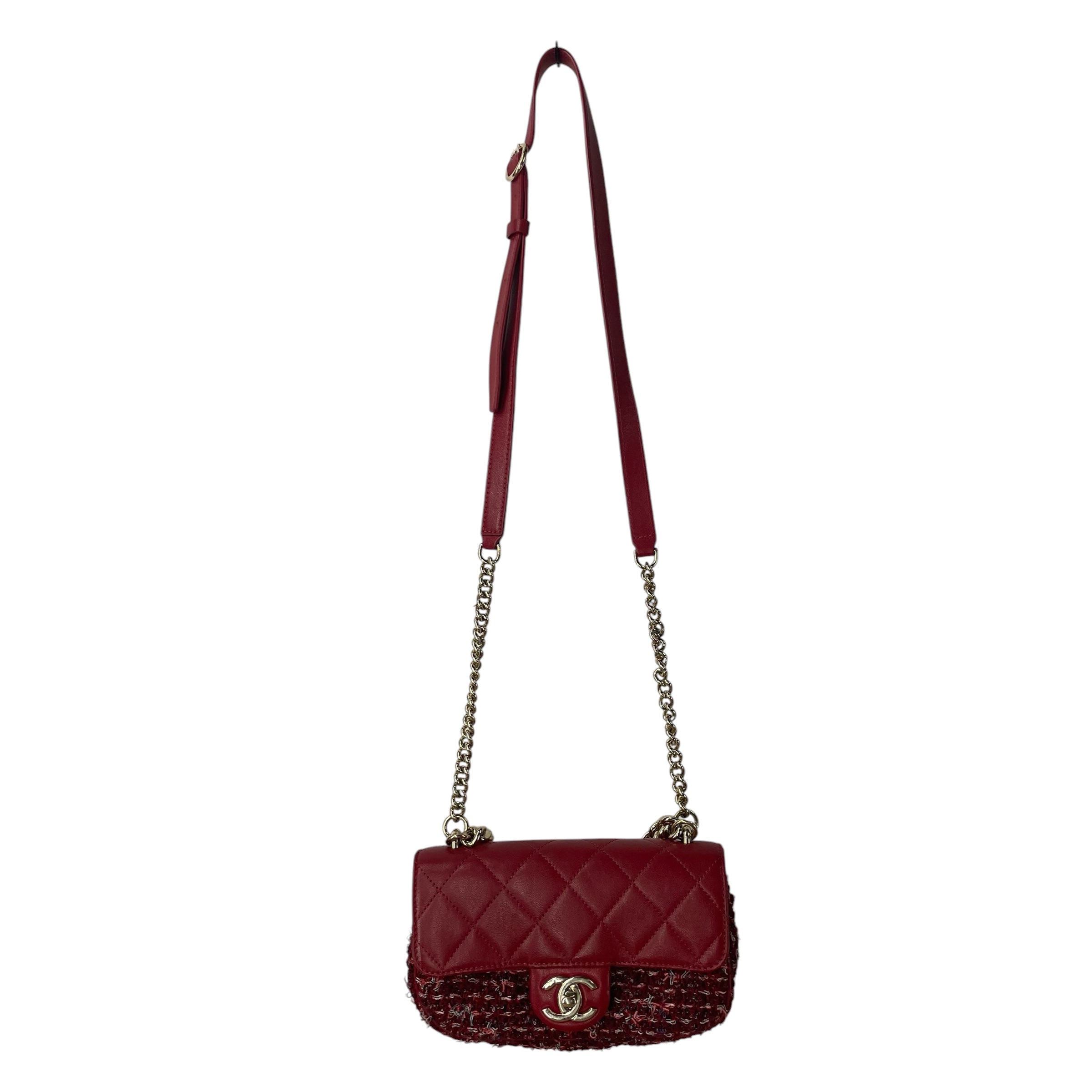 CHANEL/Cross Body Bag/All Over Print/Leather/RED/TWEED LEATHER TIMELESS/CLASSIQ view 1