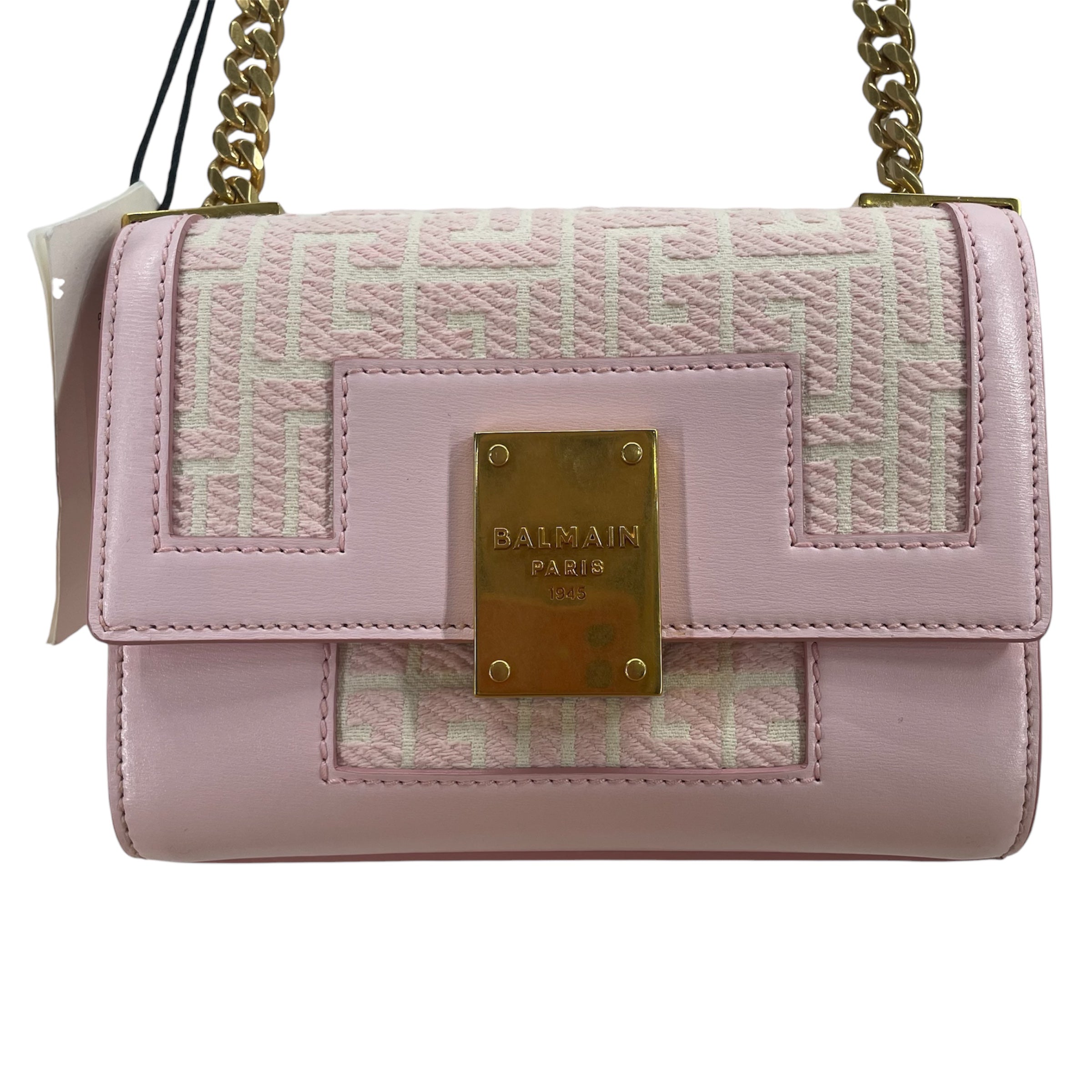 BALMAIN/Cross Body Bag/Monogram/Leather/PNK/GLD BAR SNAP ON FRONT view 1