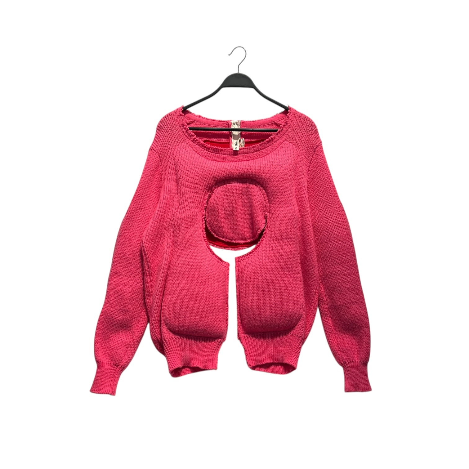 COMME des GARCONS/Sweater/S/Wool/PNK/Pullover/aw2018 padded cut out sweater view 1