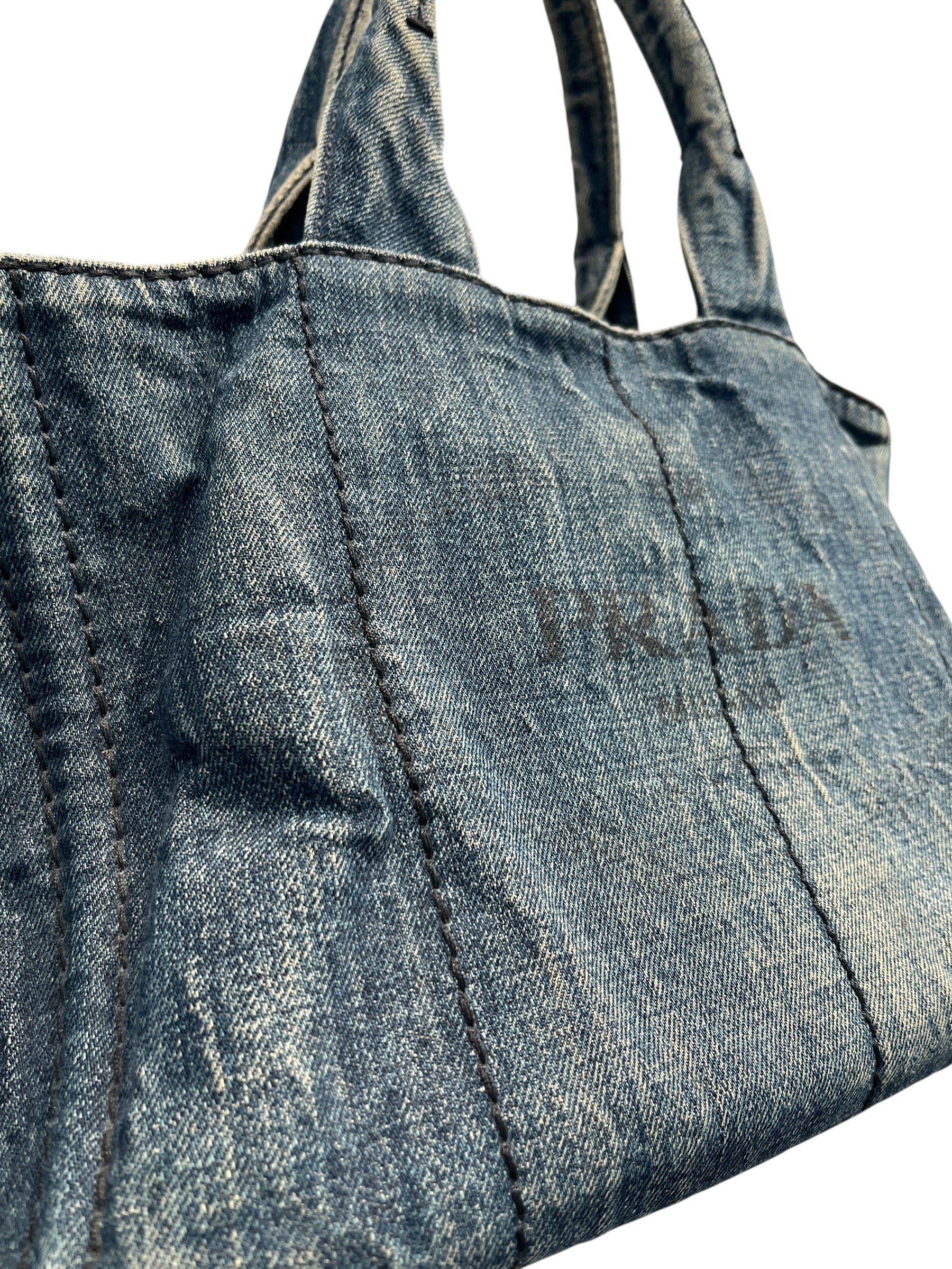 PRADA/Hand Bag/Cotton/IDG/Soft Denim Bag view 6