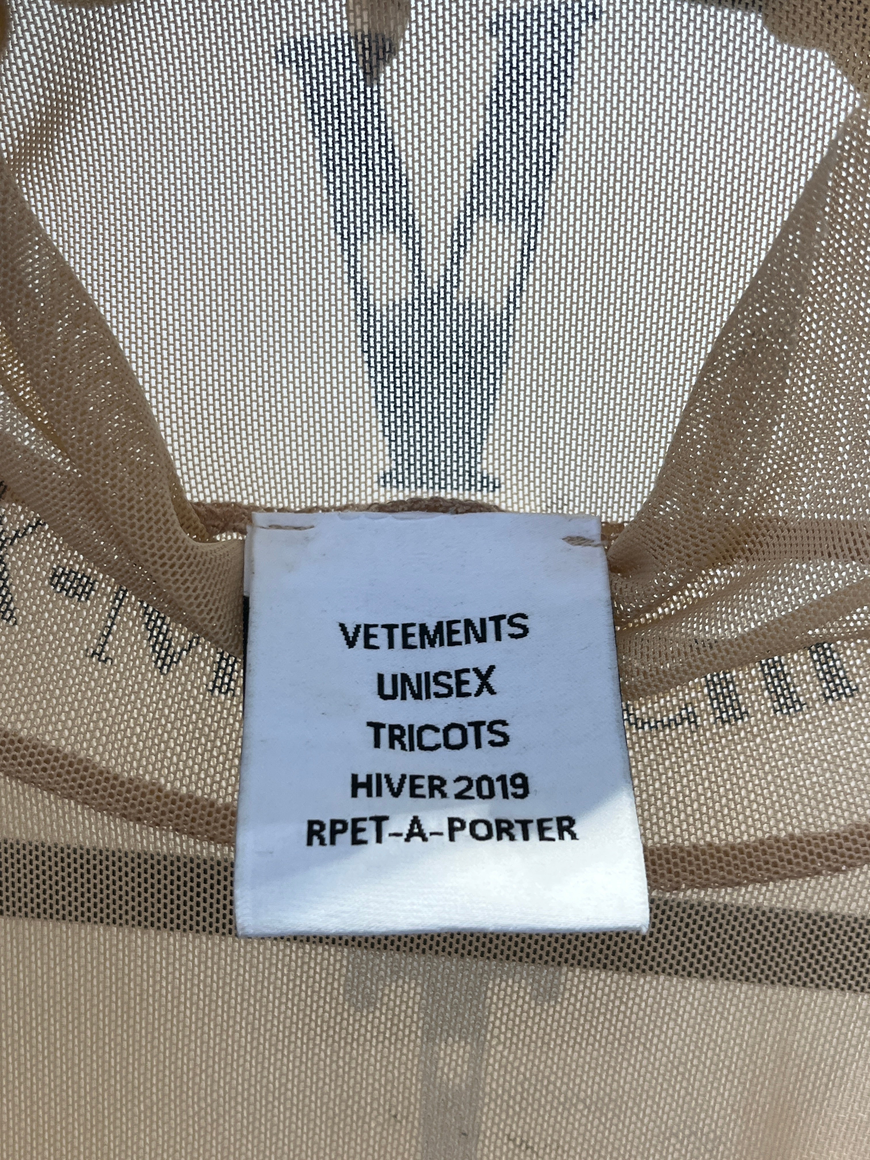 VETEMENTS/T-Shirt/L/Polyester/BEG/All Over Print/TATTOO PRINT MESH TEE view 3