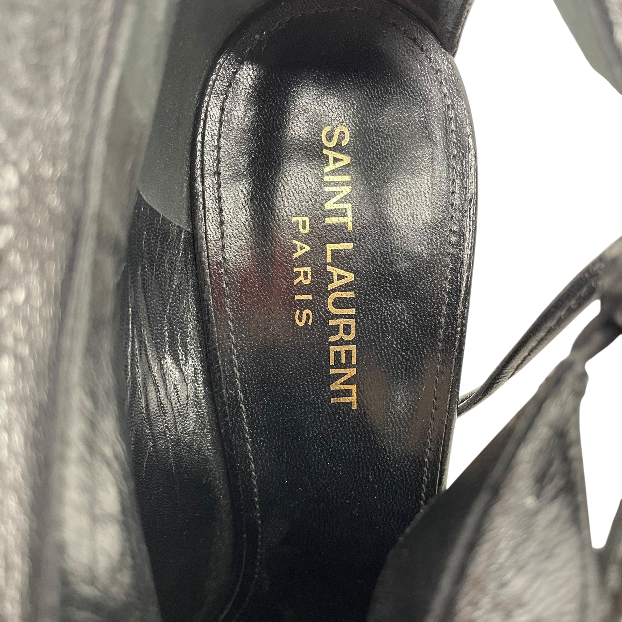 SAINT LAURENT/Heels/EU 40/Leather/BLK/V-Tip/OPEN SIDE TIE BOOTIE view 4