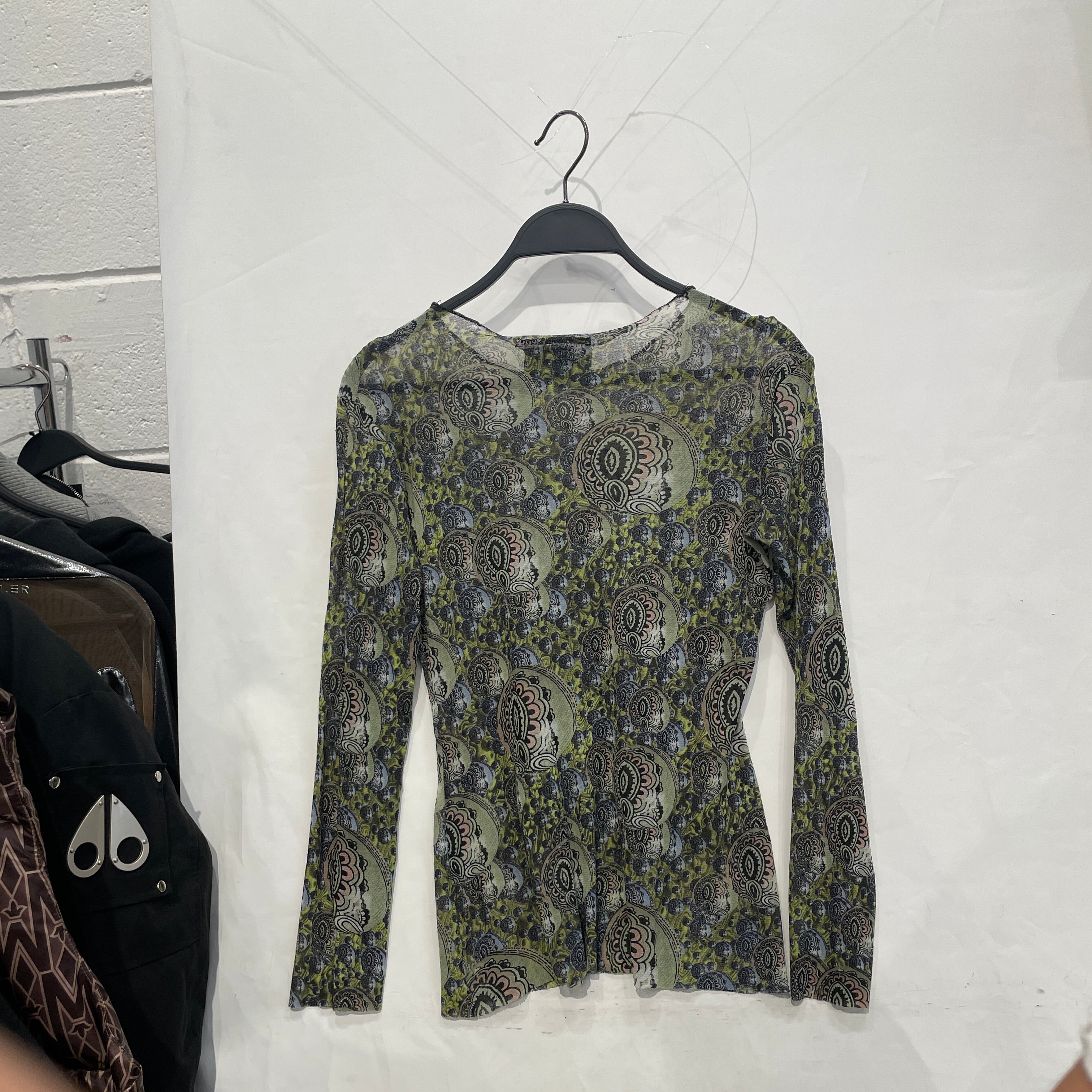 Jean Paul Gaultier/Vintage/LS T-Shirt/Polyester/GRN/MESH PAISLEY view 2
