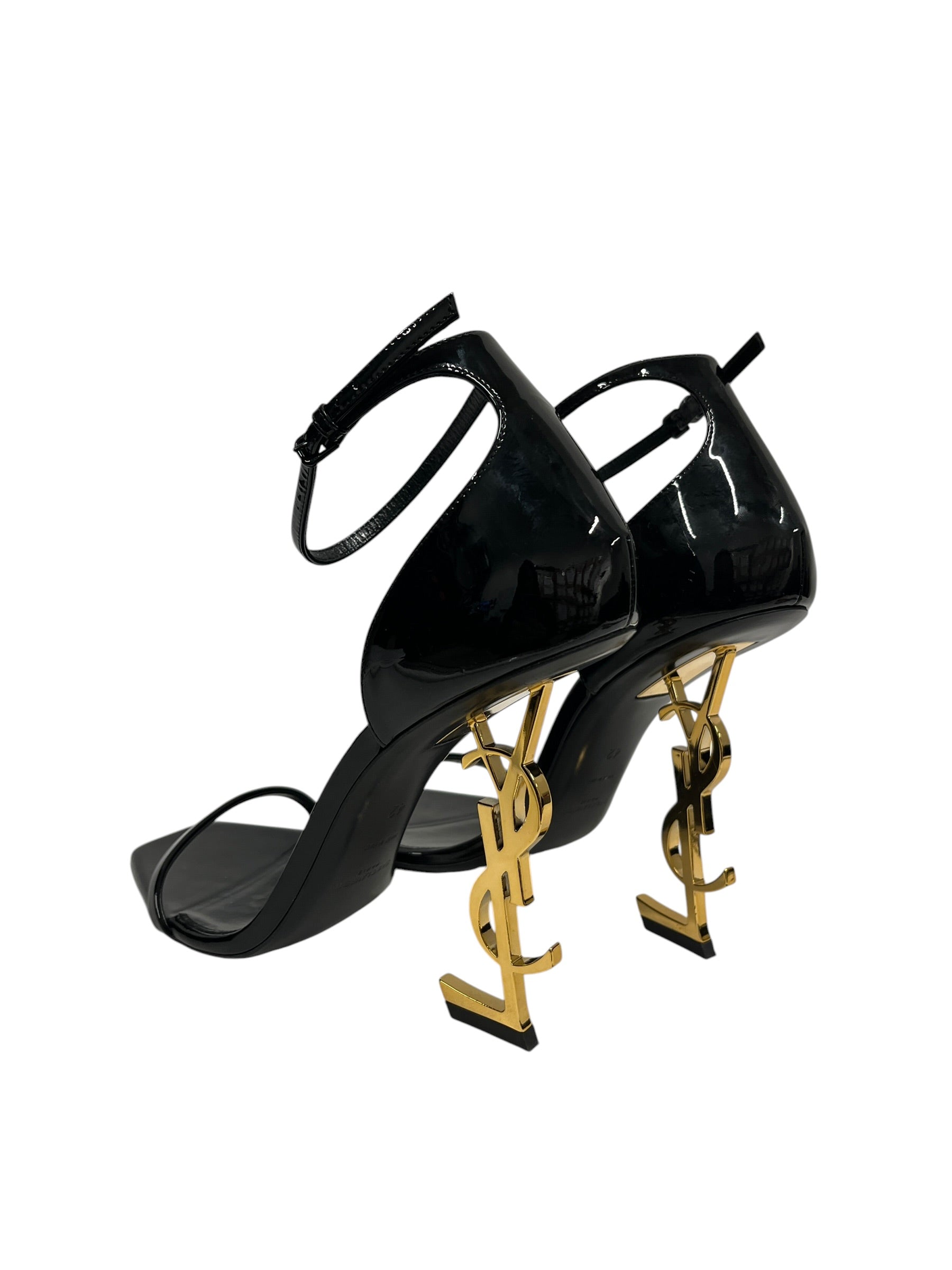 SAINT LAURENT/Heels/EU 42/Leather/BLK/Open-Toe/PATENT OPYUM 110 GOLD HEEL view 2
