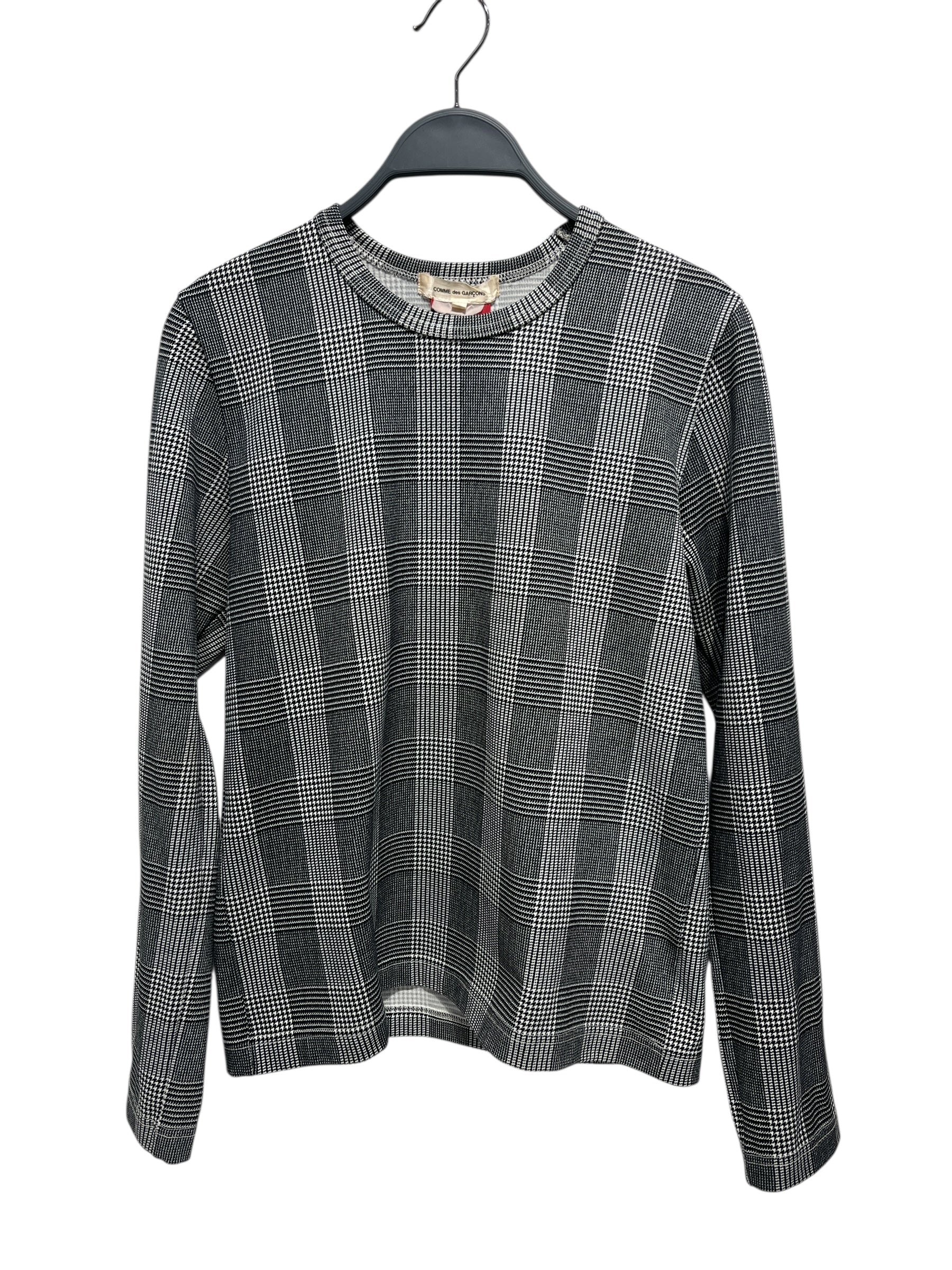 COMME des GARCONS/LS T-Shirt/S/Houndstooth Check/Polyester/BLK/IKRAM TOP view 1