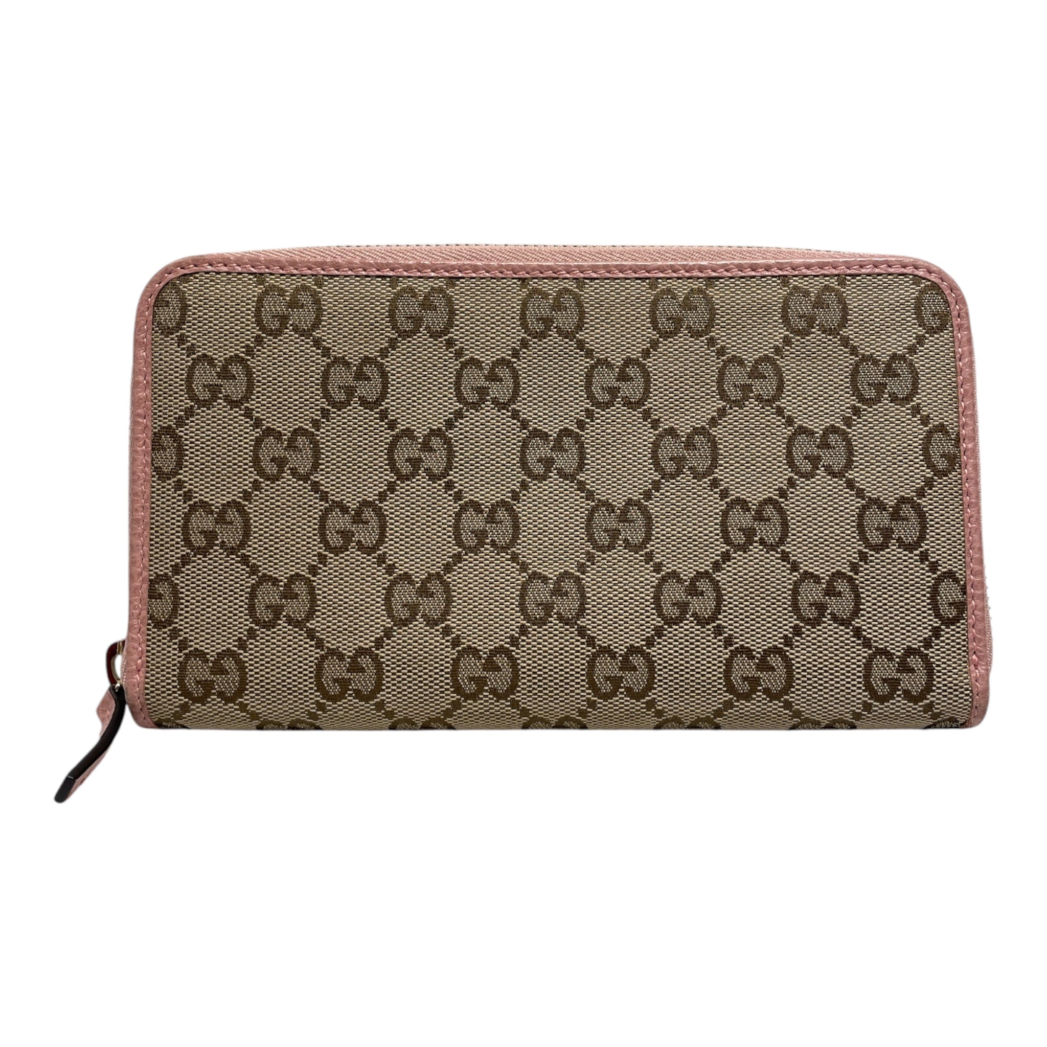 GUCCI/Long Wallet/Monogram/Cotton/KHK/GG Canvas Pink Leather Trim view 2