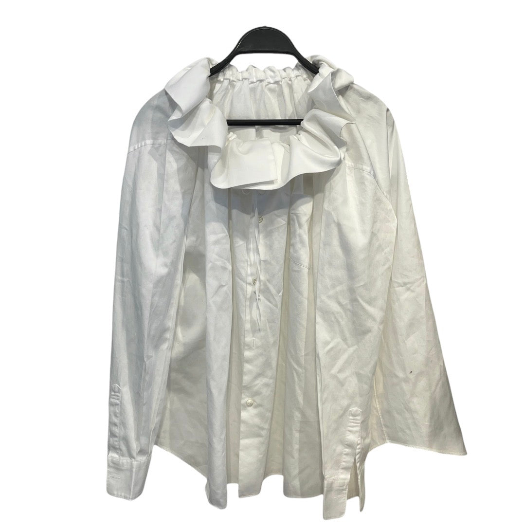 COMME des GARCONS/Blouse/S/Cotton/WHT/cdg ribbed volum collar blouse view 1