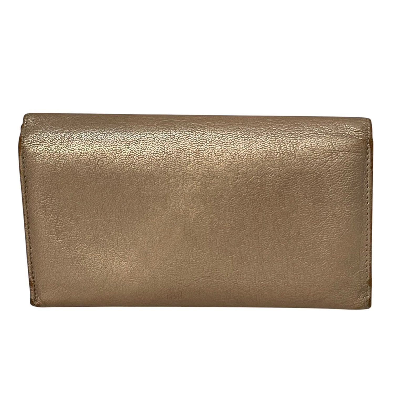 CHANEL/Long Wallet/Leather/GLD/L's/2007 metallic gold wallet view 2