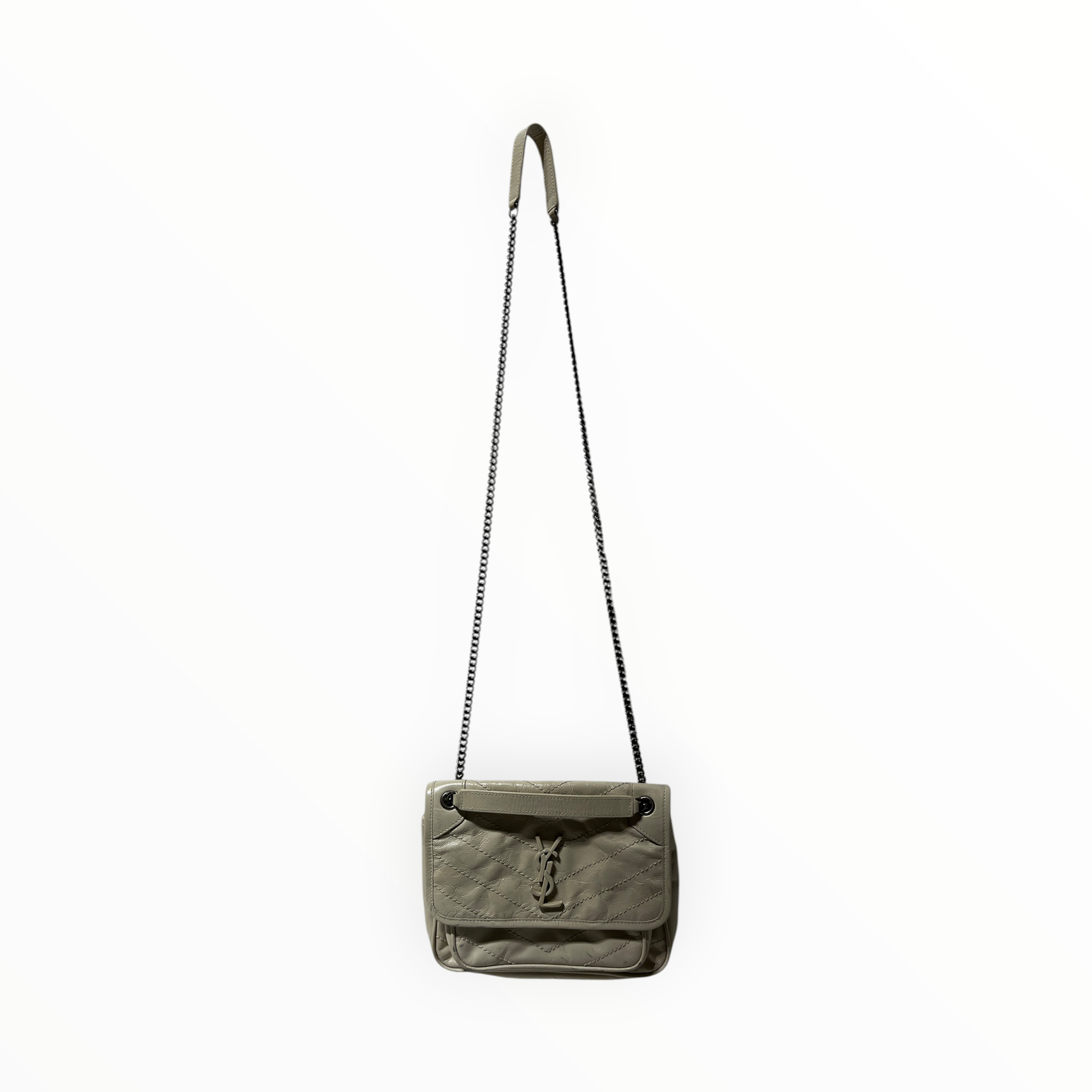 YVES SAINT LAURENT/Cross Body Bag/Angola/CRM/niki lambskin flap view 1