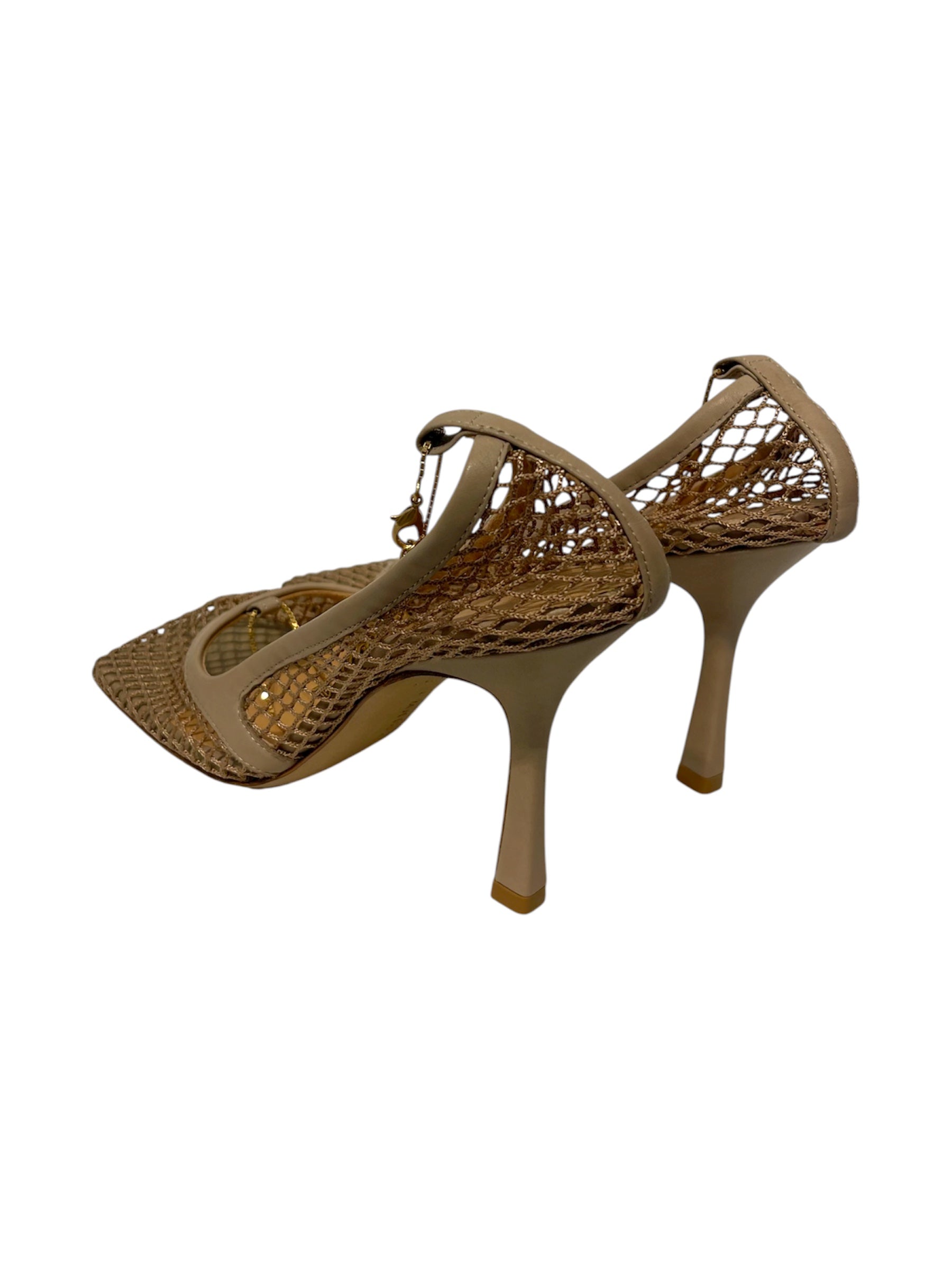 BOTTEGA VENETA/Heels/US 6.5/Cotton/BEG/Netted Gold Chain Heel view 2