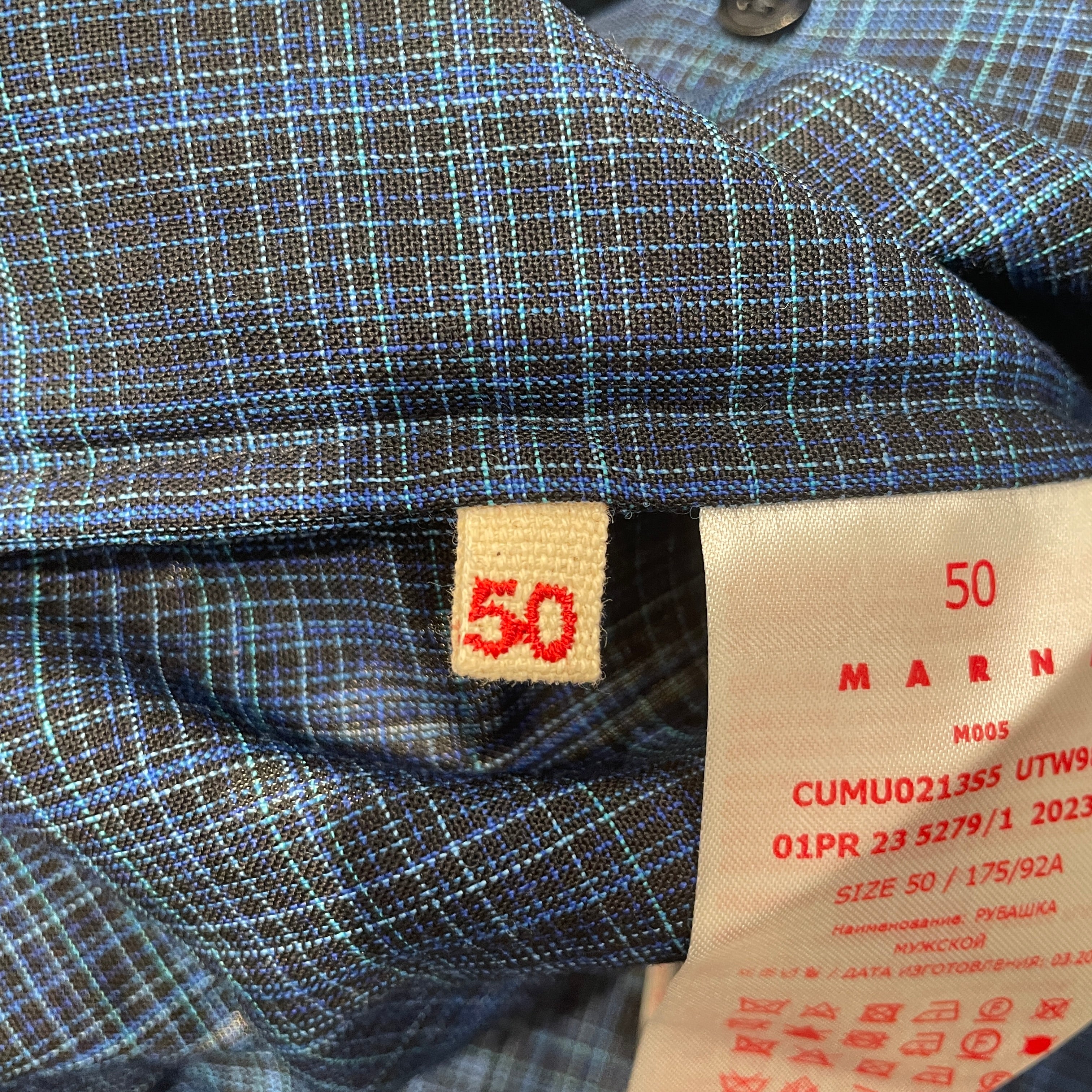 MARNI/SS Shirt/50/Cotton/BLU/Plaid/BLU/BLU PLAID SHORT SLEEVE view 5