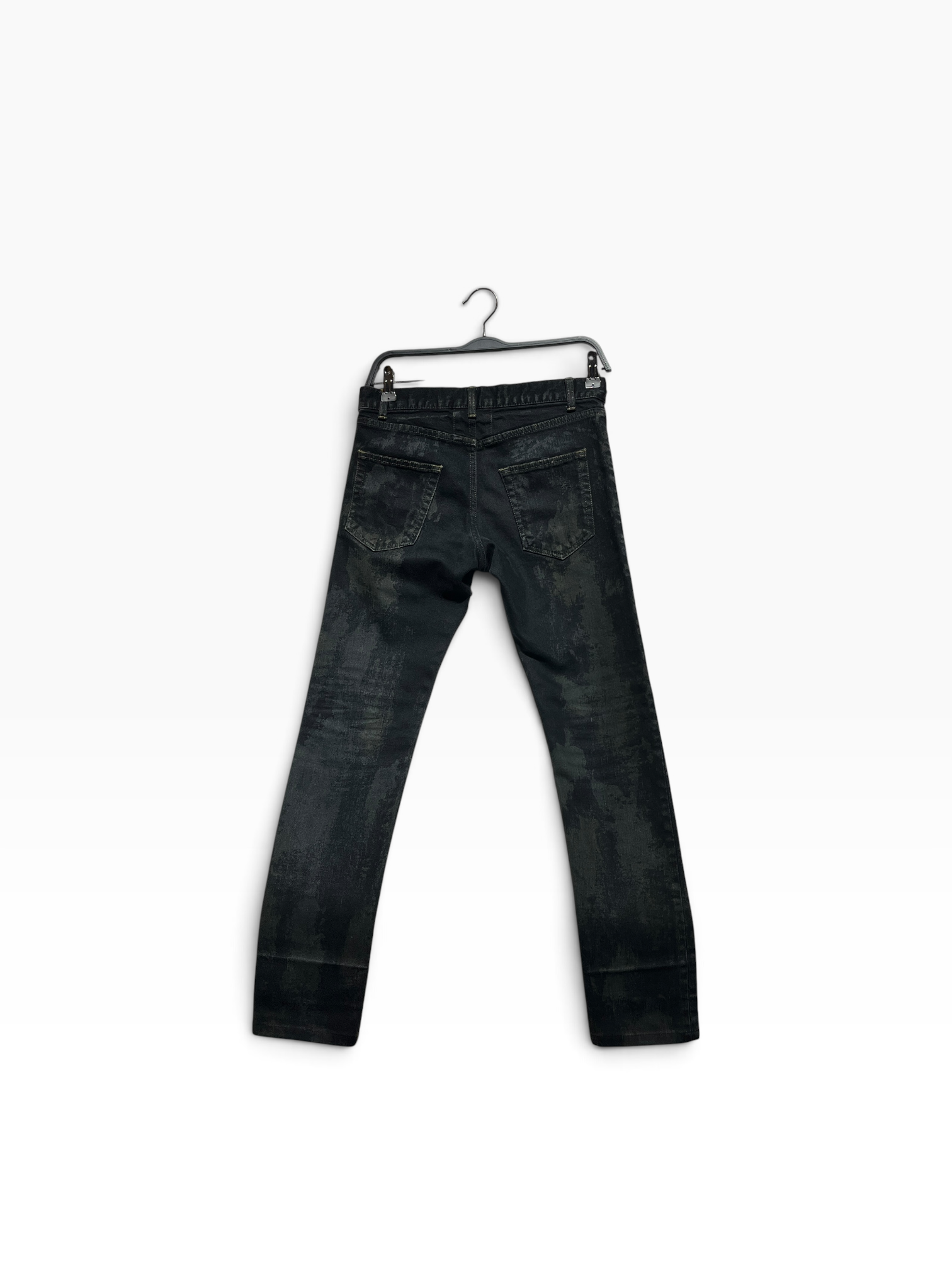 SAINT LAURENT/Skinny Pants/28/Denim/BLK/Distressed/All Over Print/hedi 2013 marble dye view 2