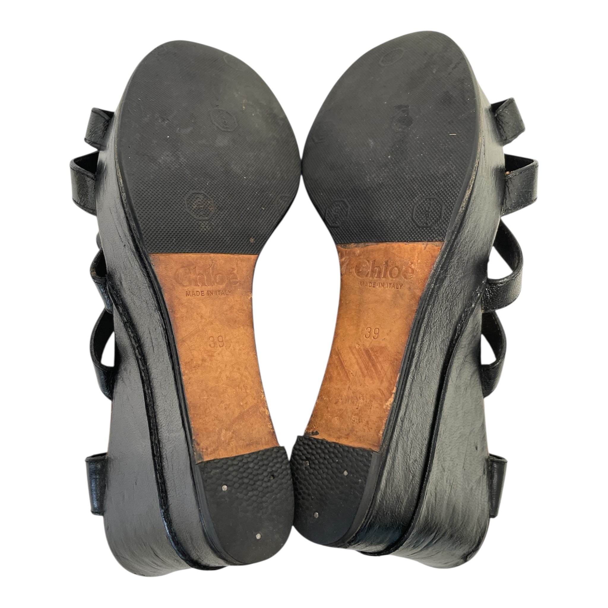 Chloe/Heels/EU 39/Leather/BLK/Wedge Heel/STRAPPY LEATHER WEDGE view 4