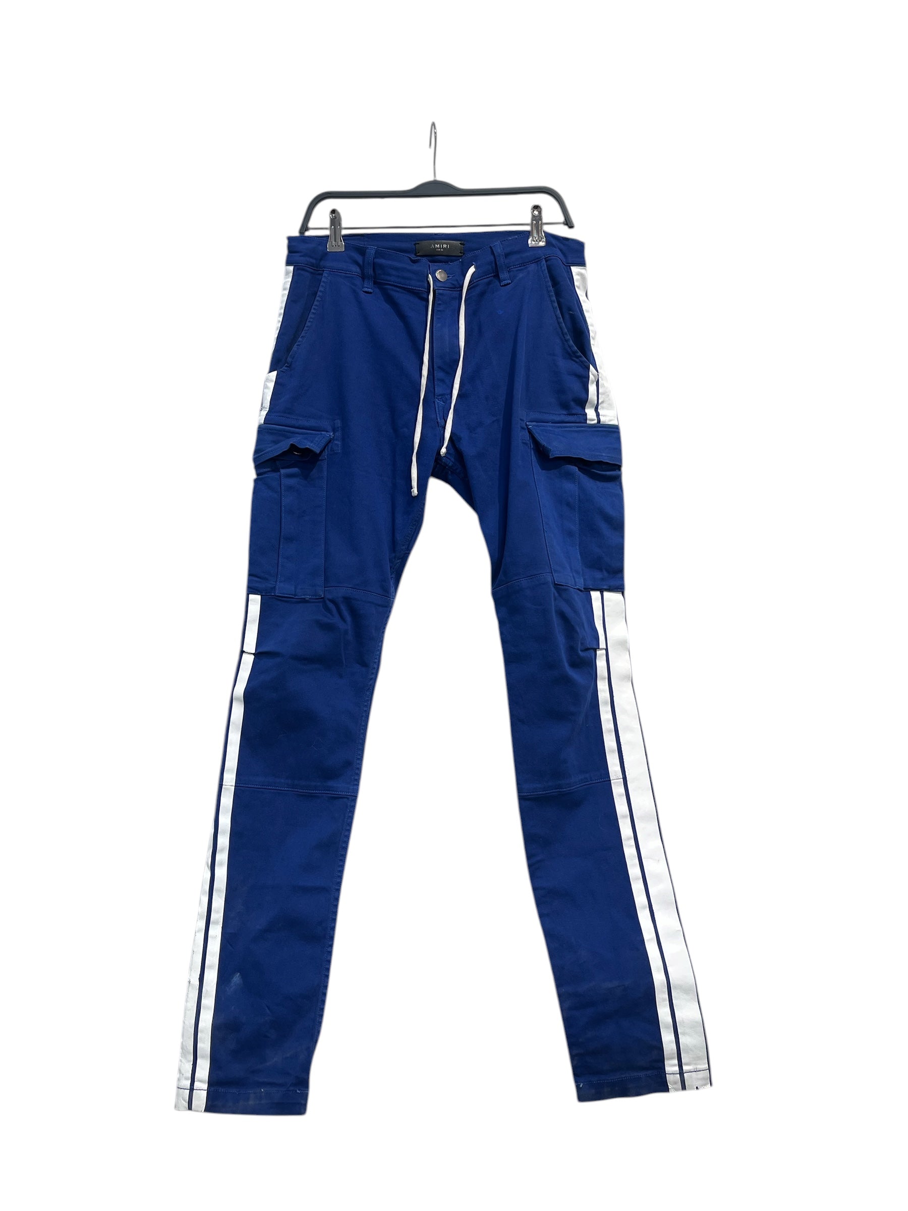 AMIRI/Skinny Pants/32/Cotton/BLU/CARGO WHT  PAINT STRIPE view 1