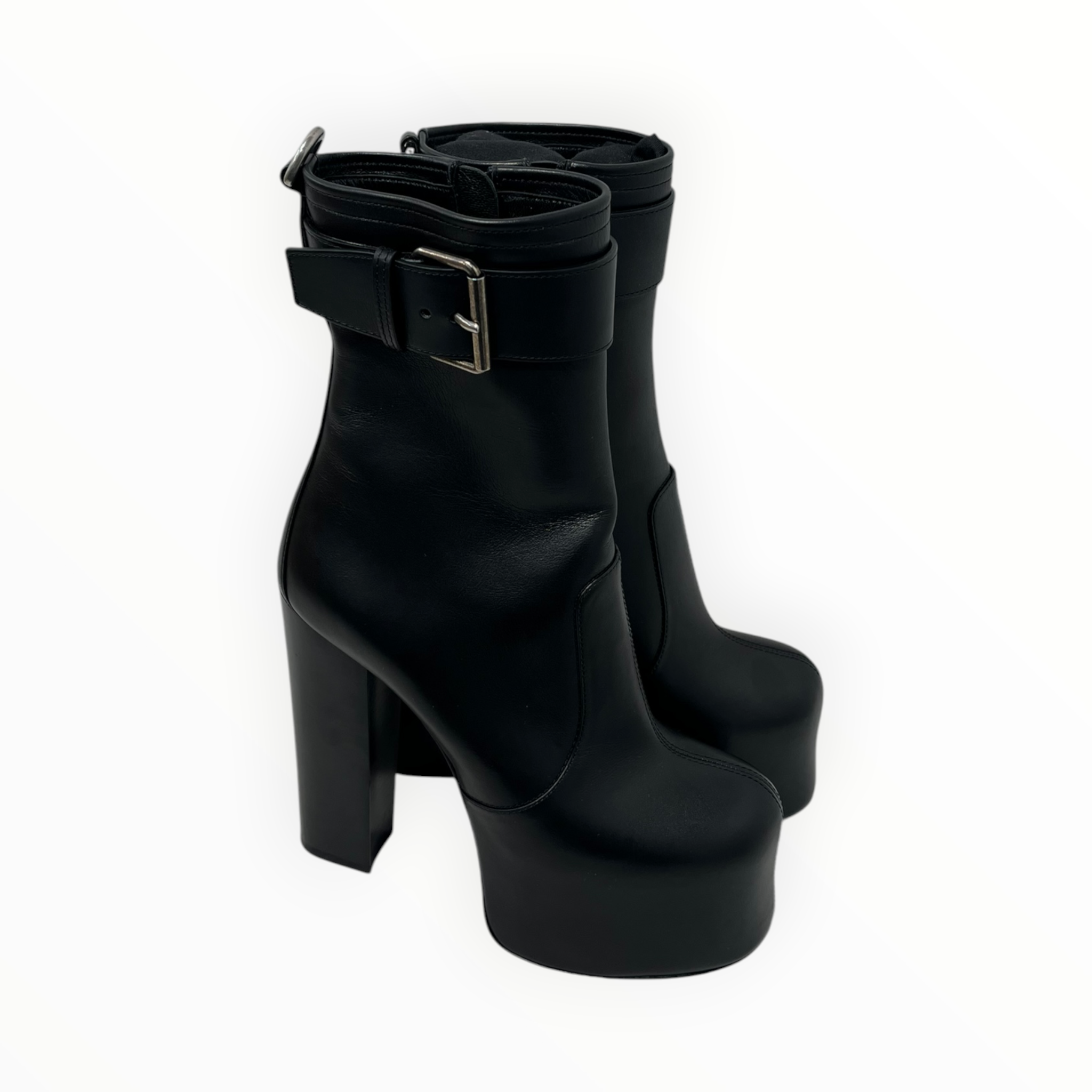 YVES SAINT LAURENT/Boots/US 6/Leather/BLK/CHERRY BUCKLE PLATFORMS view 2