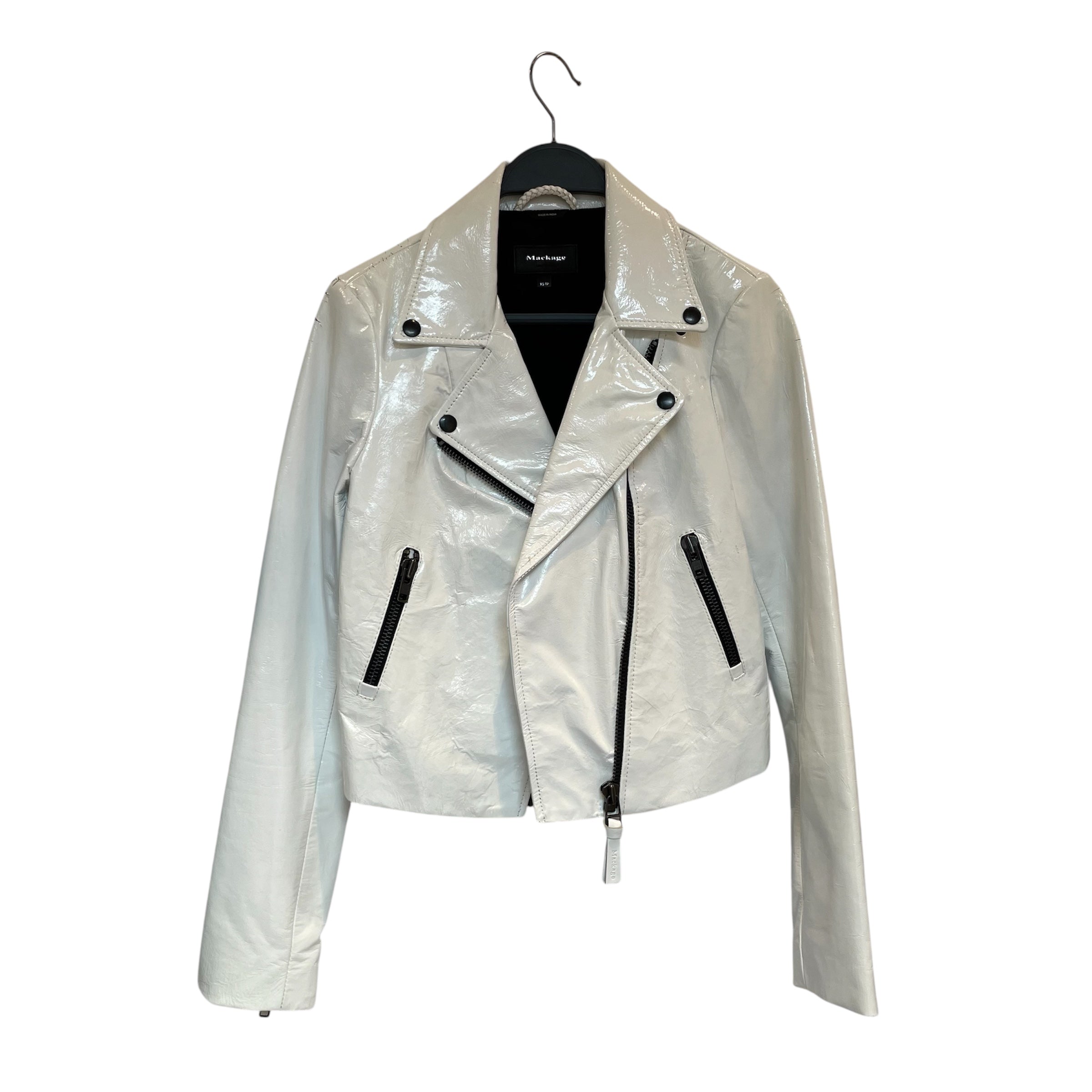 MACKAGE/Leather Jkt/XS/Lambskin/WHT/SHINY MOTERCYCLE JACKET view 1