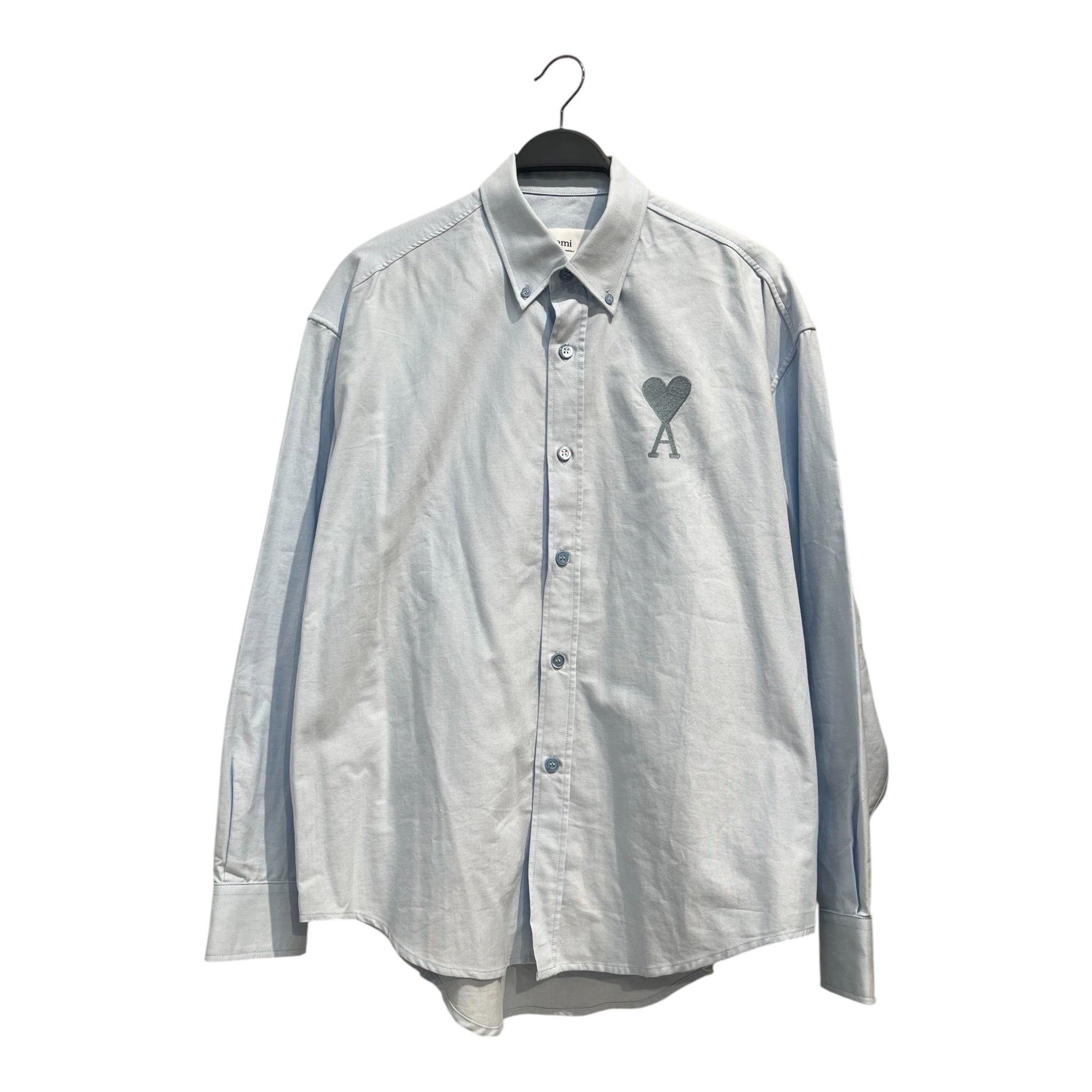 AMI PARIS/Shirt/M/Cotton/BLU/heart logo chest view 1