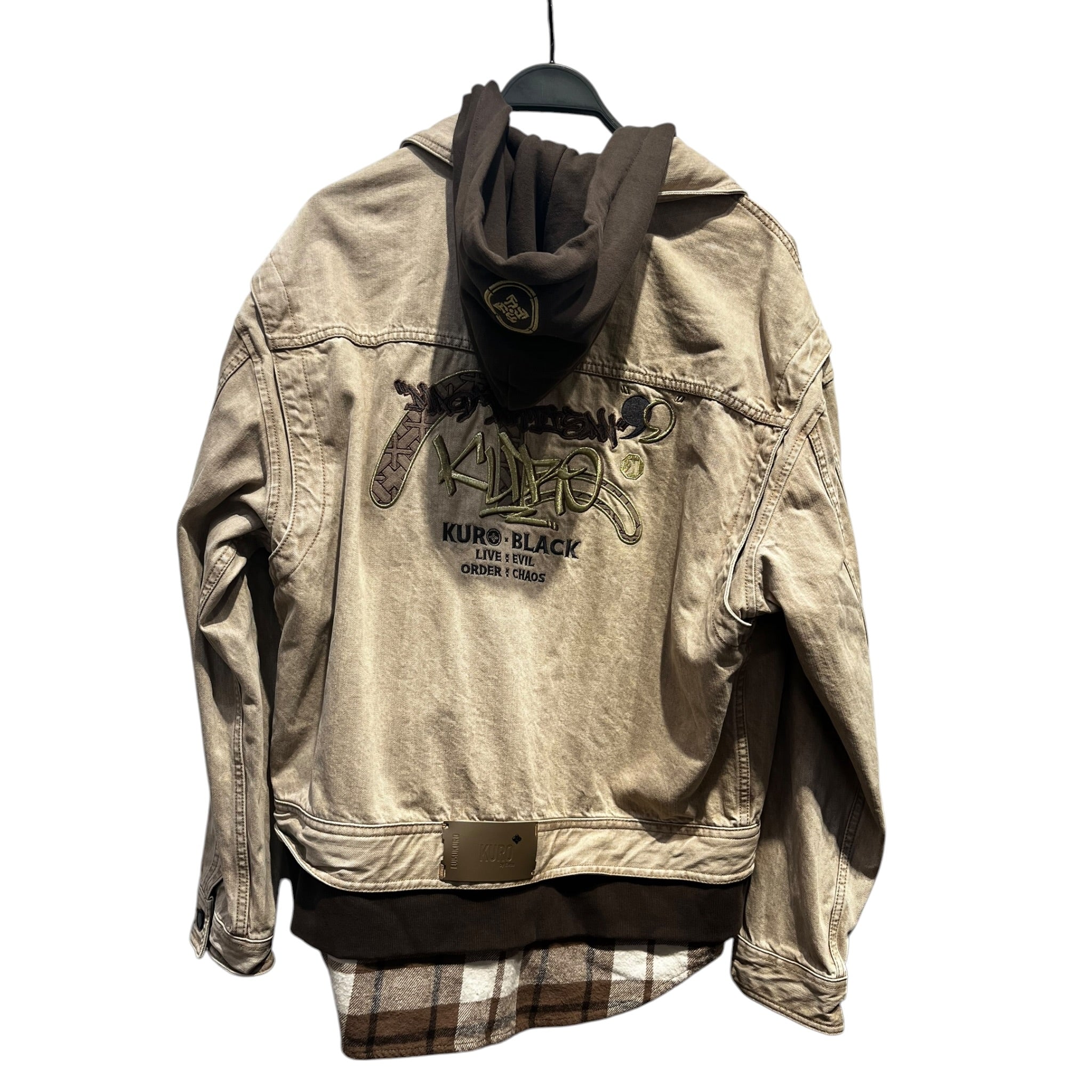 EVISUKURO/LS Shirt/L/Cotton/BEG/DOCKING FLANNEL HOODED view 2