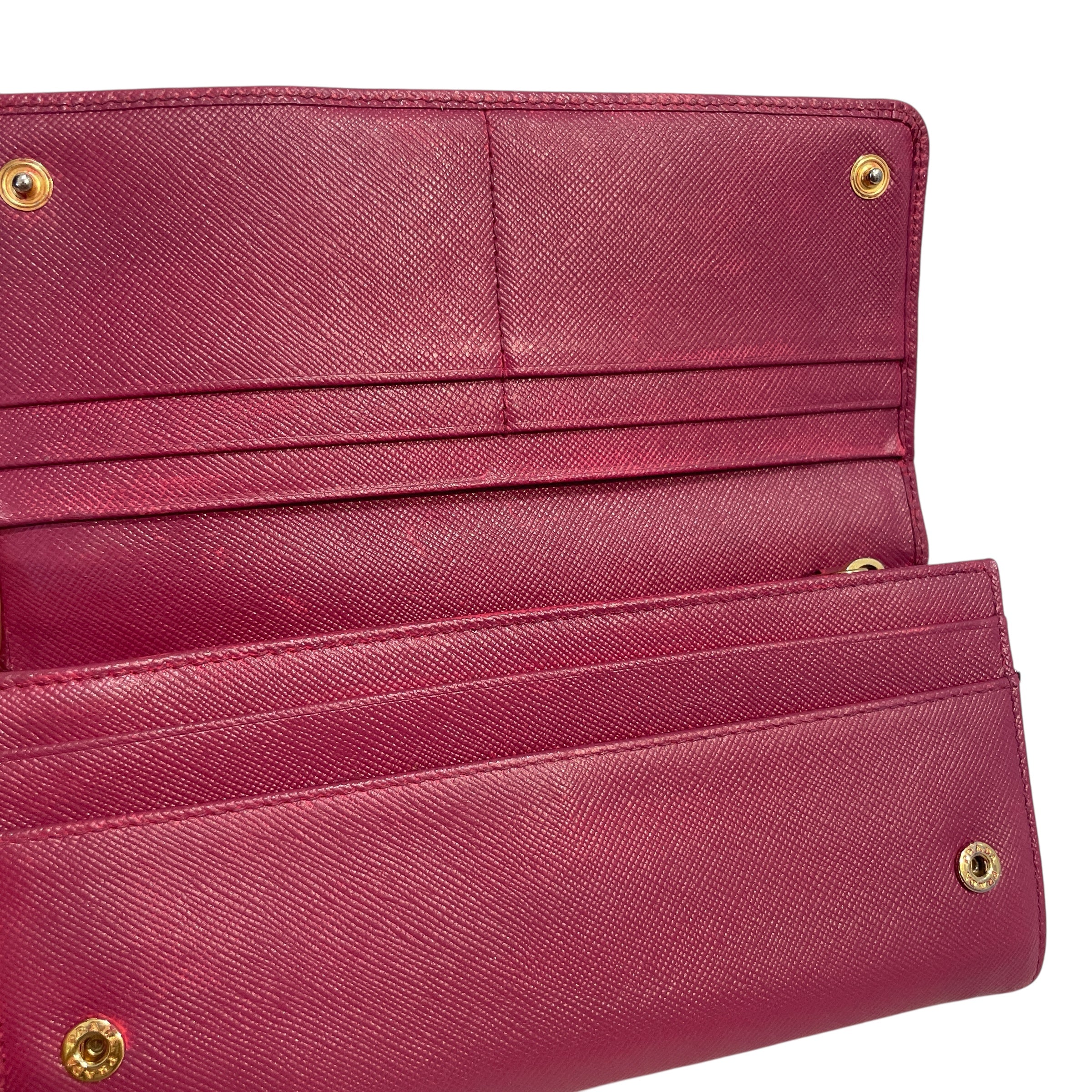 PRADA/Long Wallet/Leather/PNK/Pink Saffiano Ribbon Bow Snap view 5