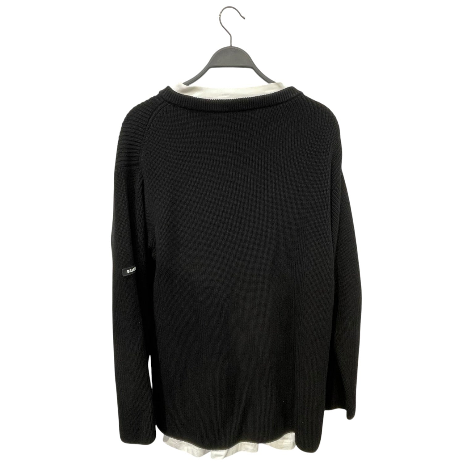 BALENCIAGA/Sweater/2/Wool/BLK/LAYERED V-NECK view 2