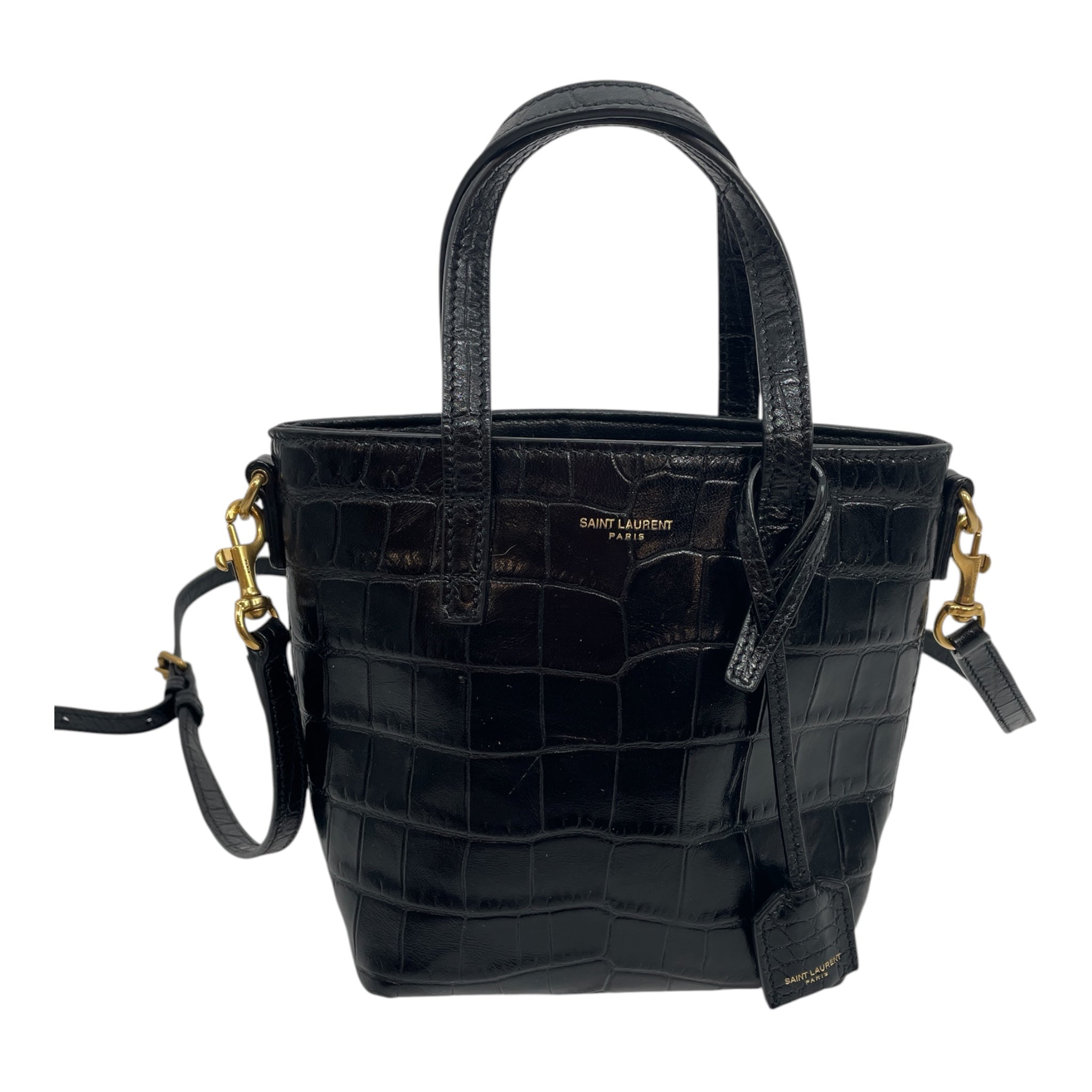 SAINT LAURENT/Cross Body Bag/Animal Pattern/Leather/BLK/CROCODILE MINI SAC DE JOUR view 1