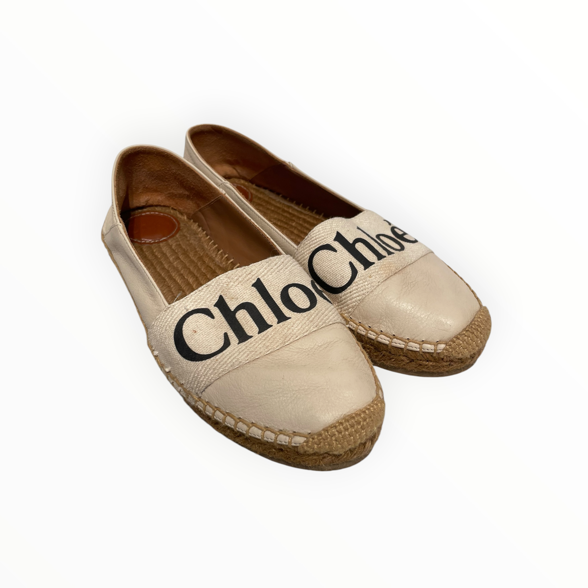 Chloe/Espadrilles/EU 37/Cotton/CRM/LARGE LOGO TEXT view 1