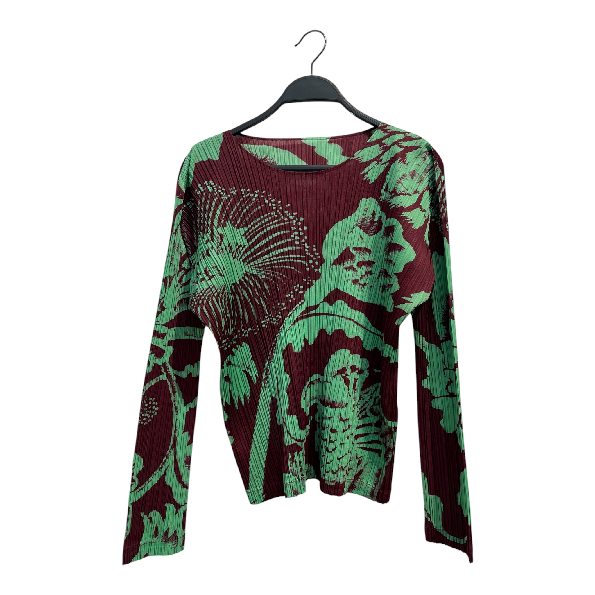 PLEATS PLEASE ISSEY MIYAKE/LS Blouse/3/Floral Pattern/Polyester/GRN/plum/grn view 1