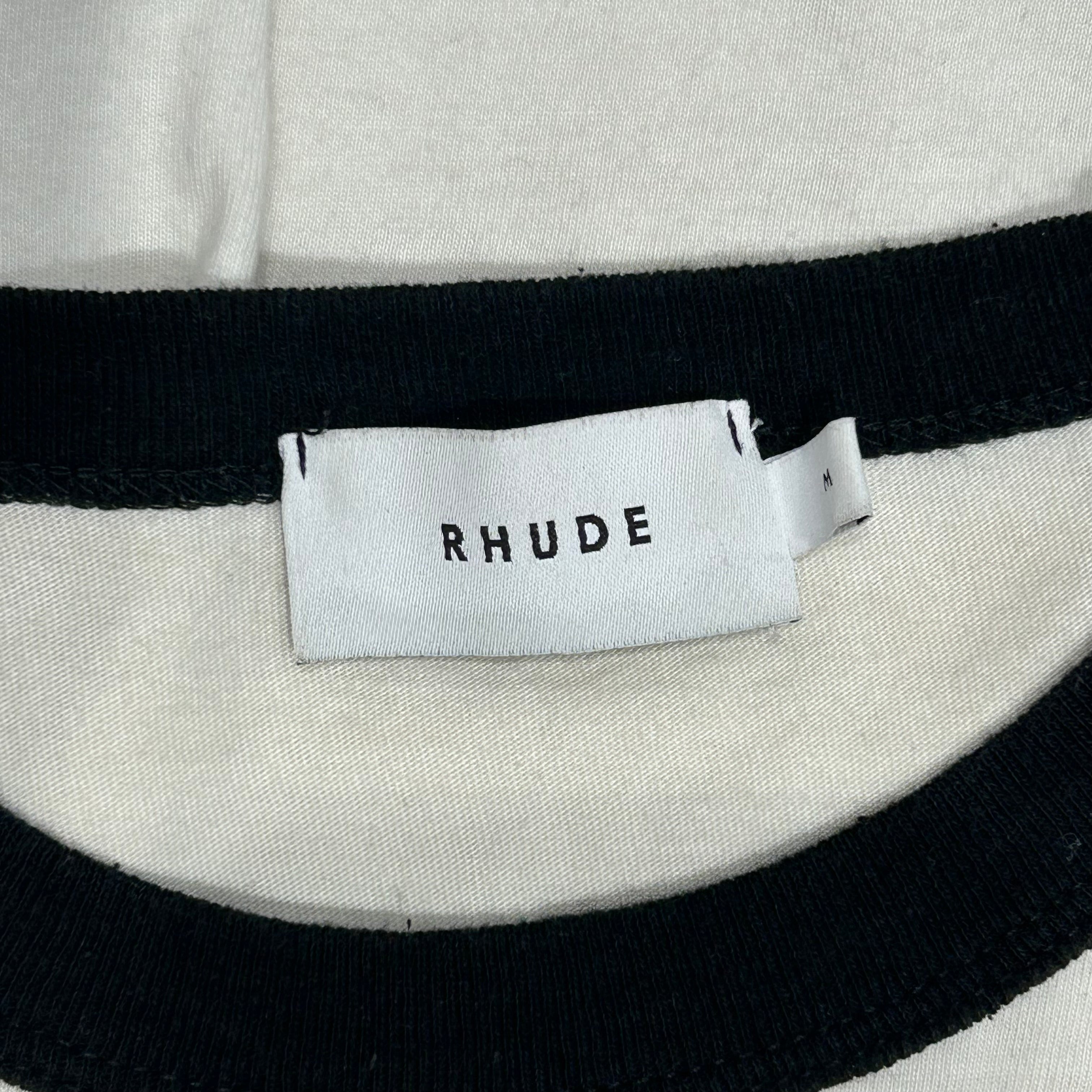 RHUDE/T-Shirt/M/Cotton/WHT/EMBROIDERED SCRIPT LOGO view 3