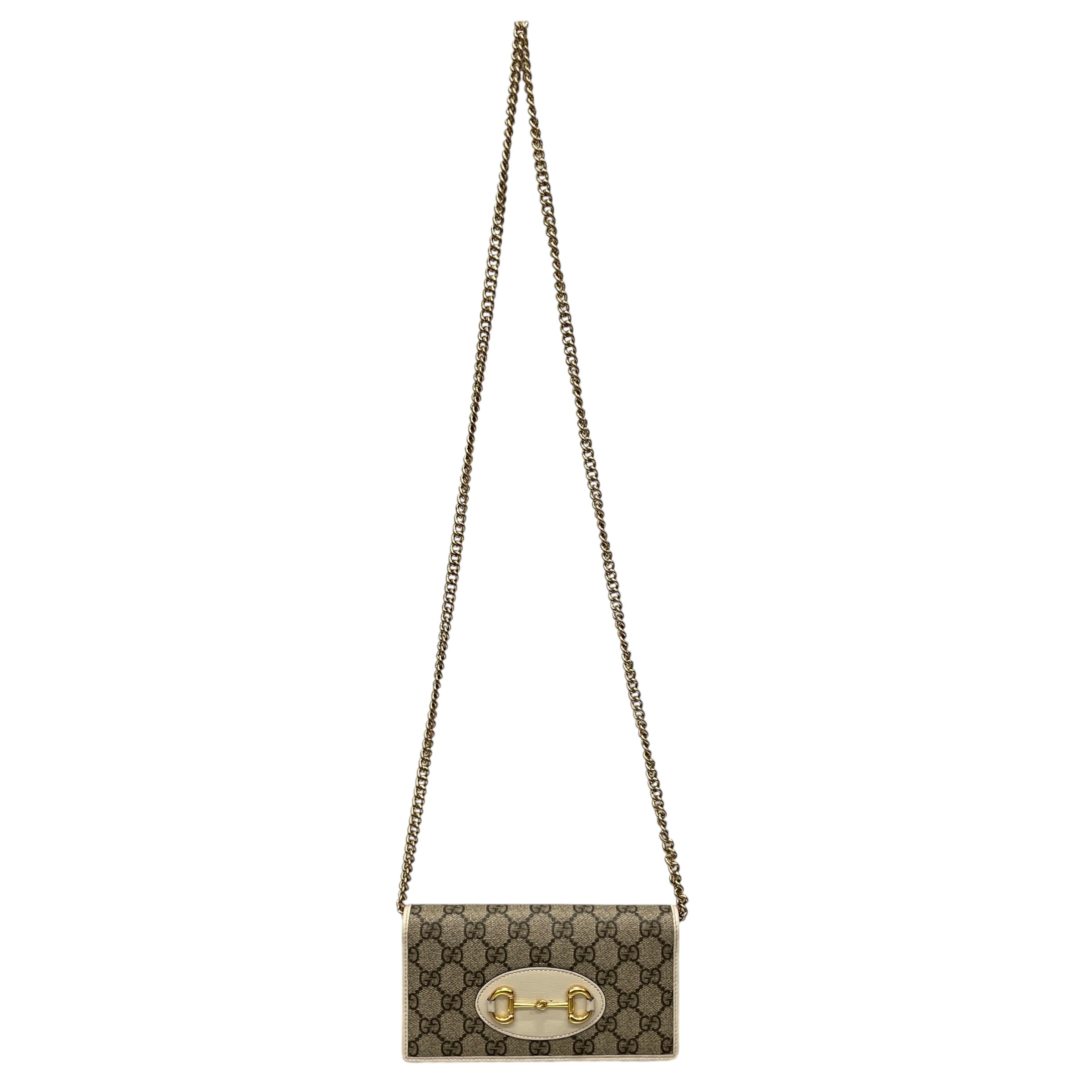 GUCCI/Cross Body Bag/Monogram/Leather/KHK/HORSEBIT WALLET ON CHAIN view 1