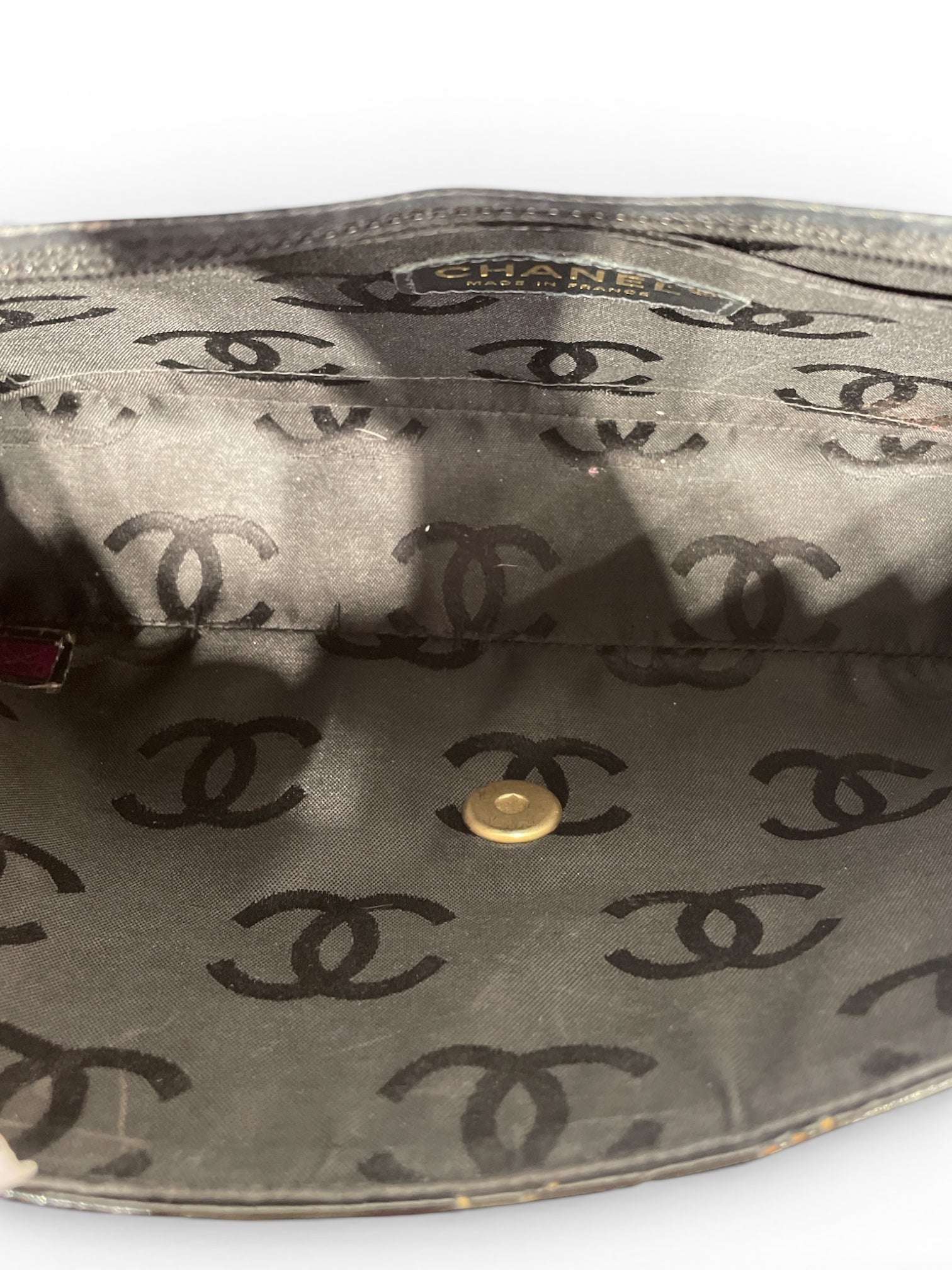 CHANEL/Hand Bag/Floral Pattern/Leather/BLK/Camellia Flap view 4