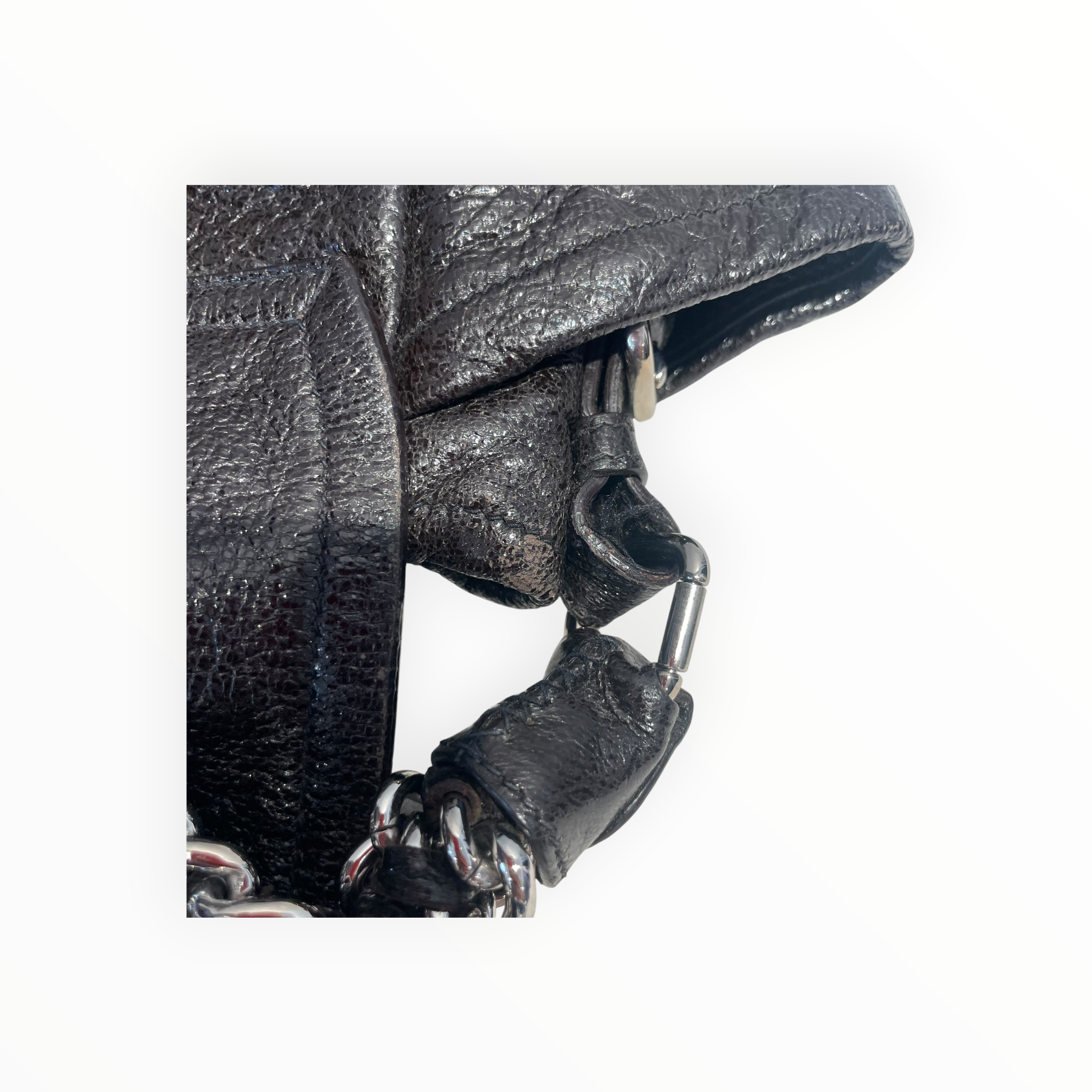 PRADA/Hand Bag/Leather/BLK/METALLIC CERVO view 13