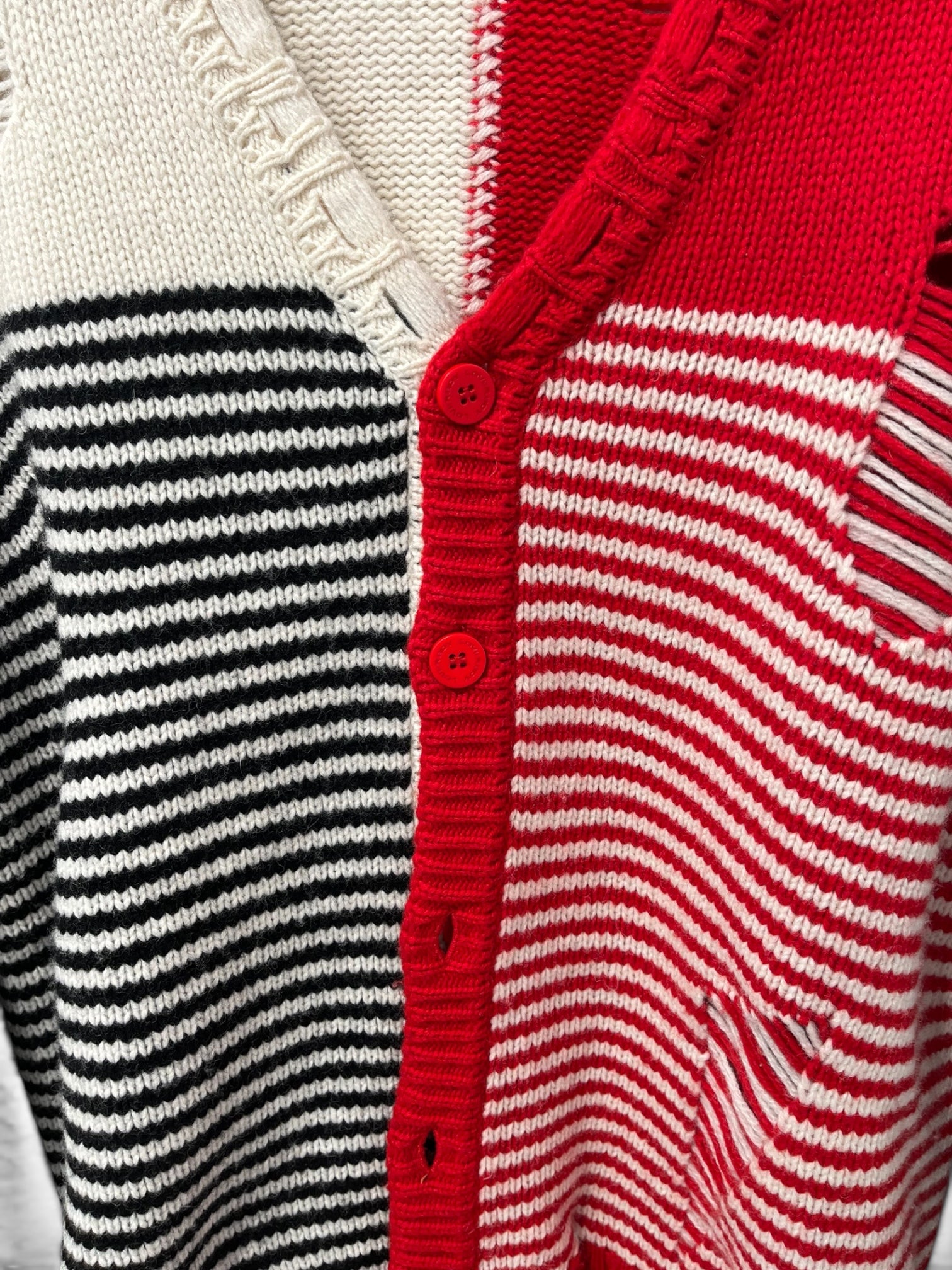 CHARLES JEFFREY LOVERBOY/Heavy Cardigan/L/Stripe/Wool/RED/CRM BLK RED STRIPES view 5