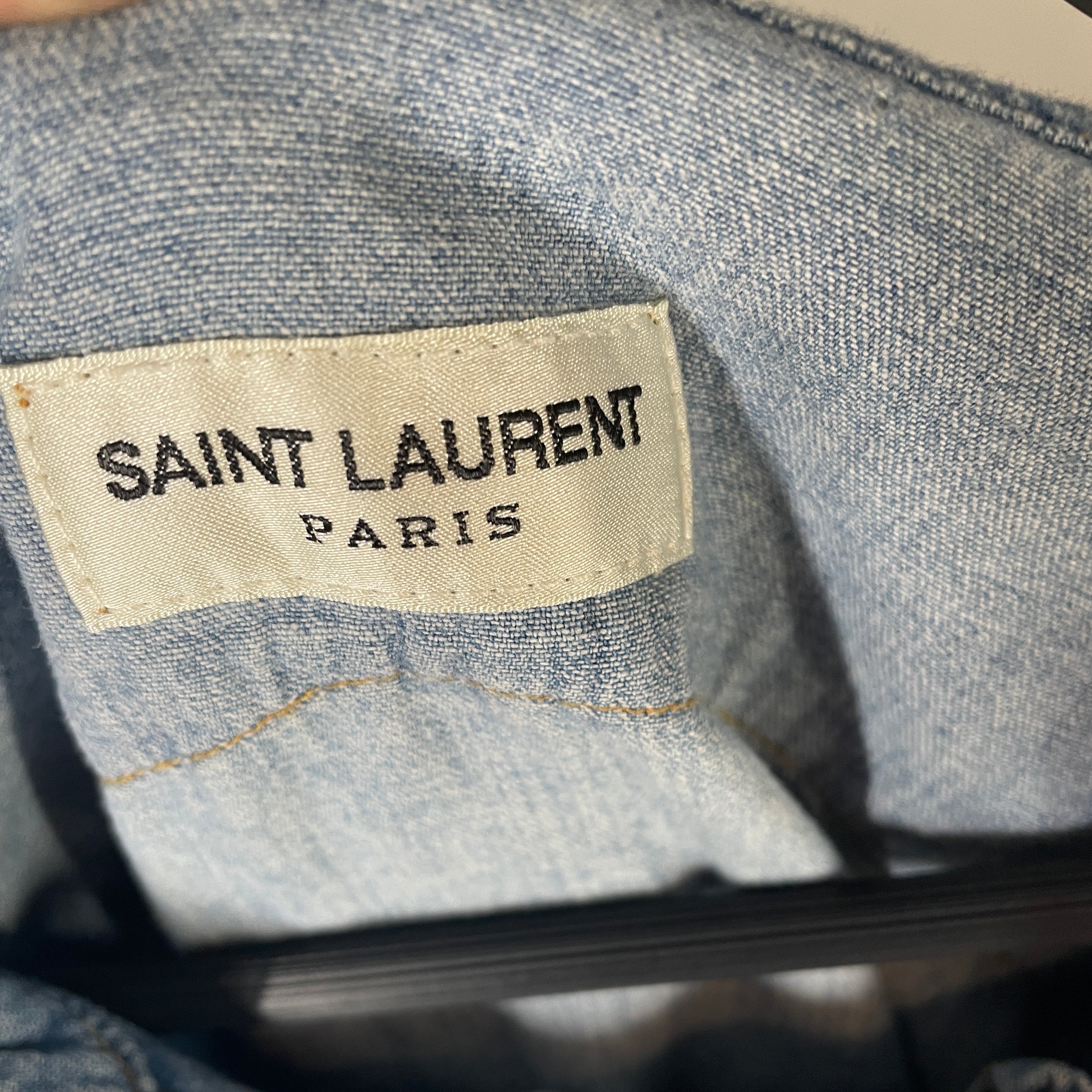 SAINT LAURENT/Hoodie/S/Denim/BLU/LACE UP DISTRESSED 2018 view 3