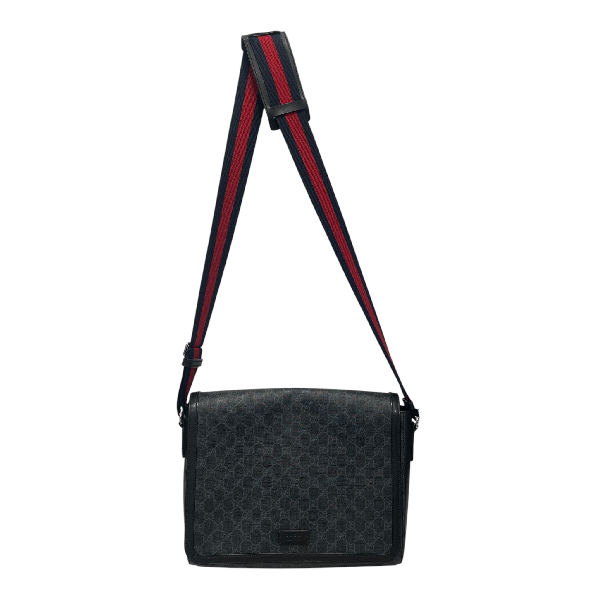 GUCCI/Bag/Monogram/Cotton/BLK/FLAP MESSANGER GG SUPREME view 1