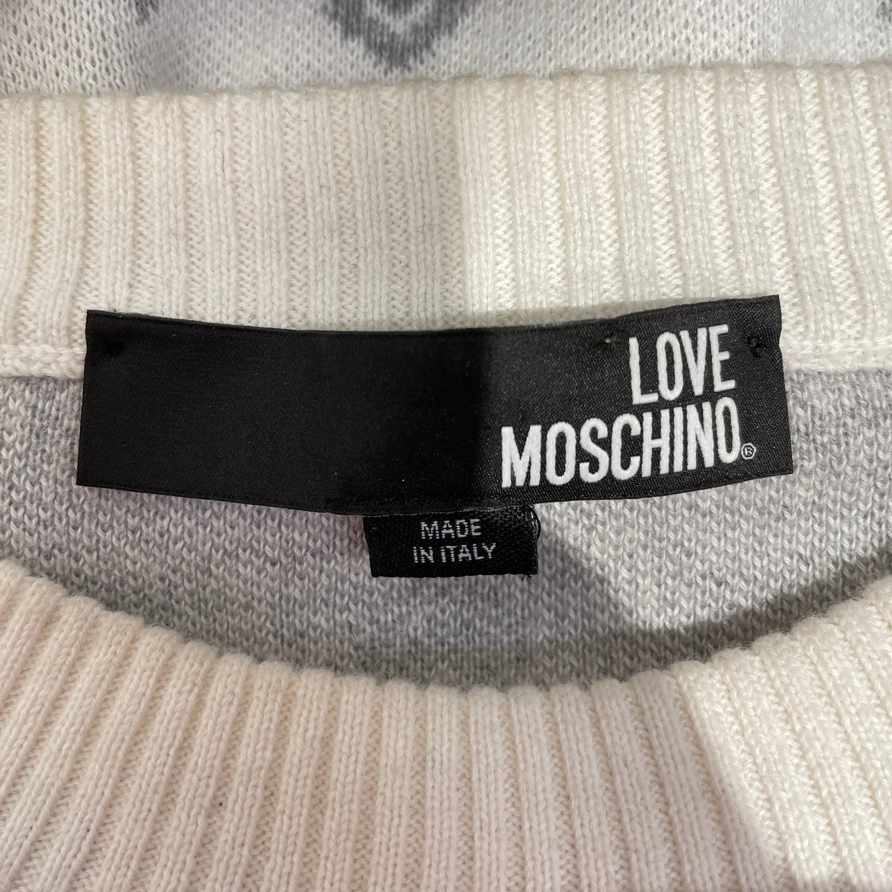 LOVE MOSCHINO/Sweater/M/Monogram/Cotton/WHT/ view 3