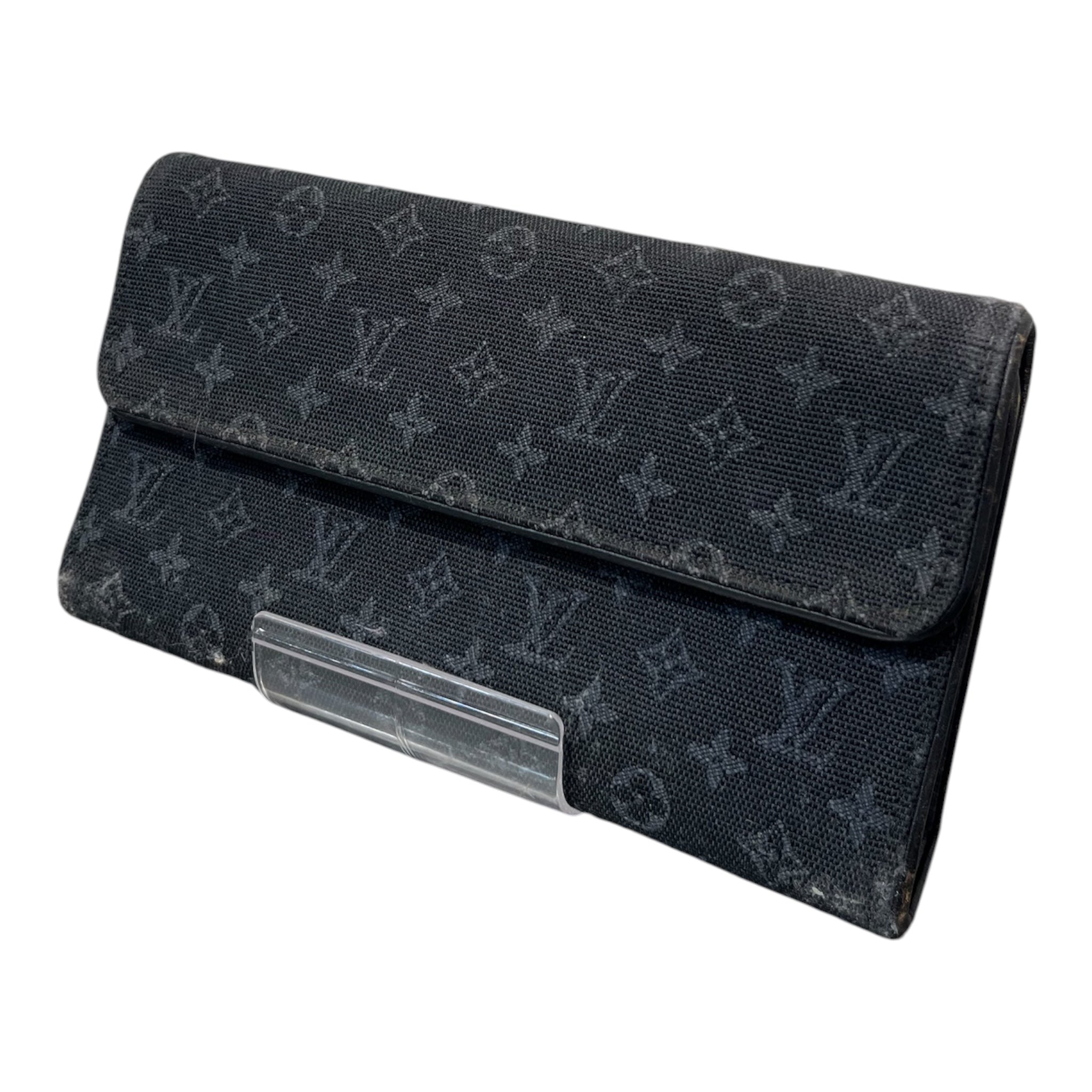 LOUIS VUITTON/Long Wallet/Monogram/Cotton/BLK/L's/brazza view 1