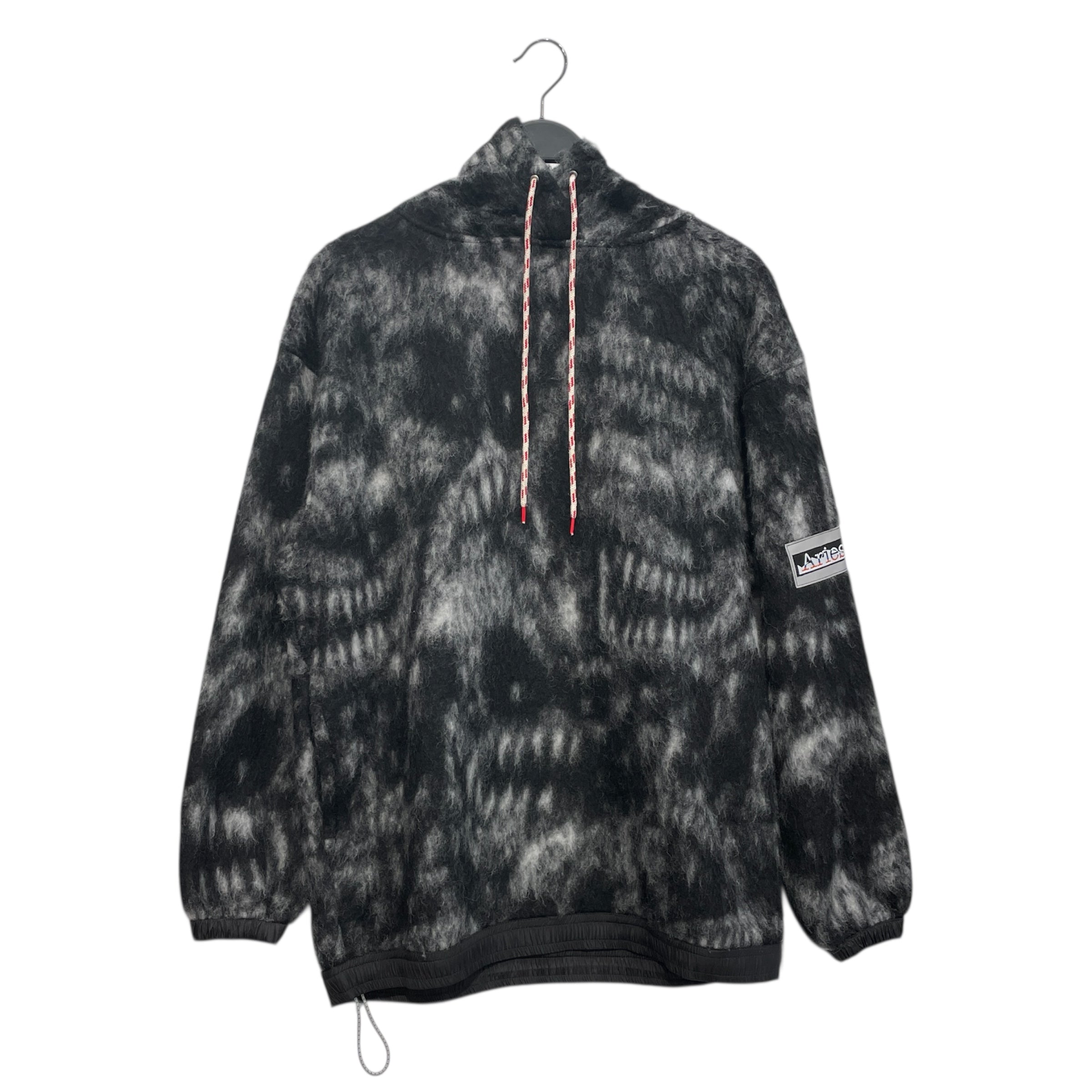 ARIES/Hoodie/S/All Over Print/Wool/BLK/MOHAIR BLK/WHT HOODIE view 1