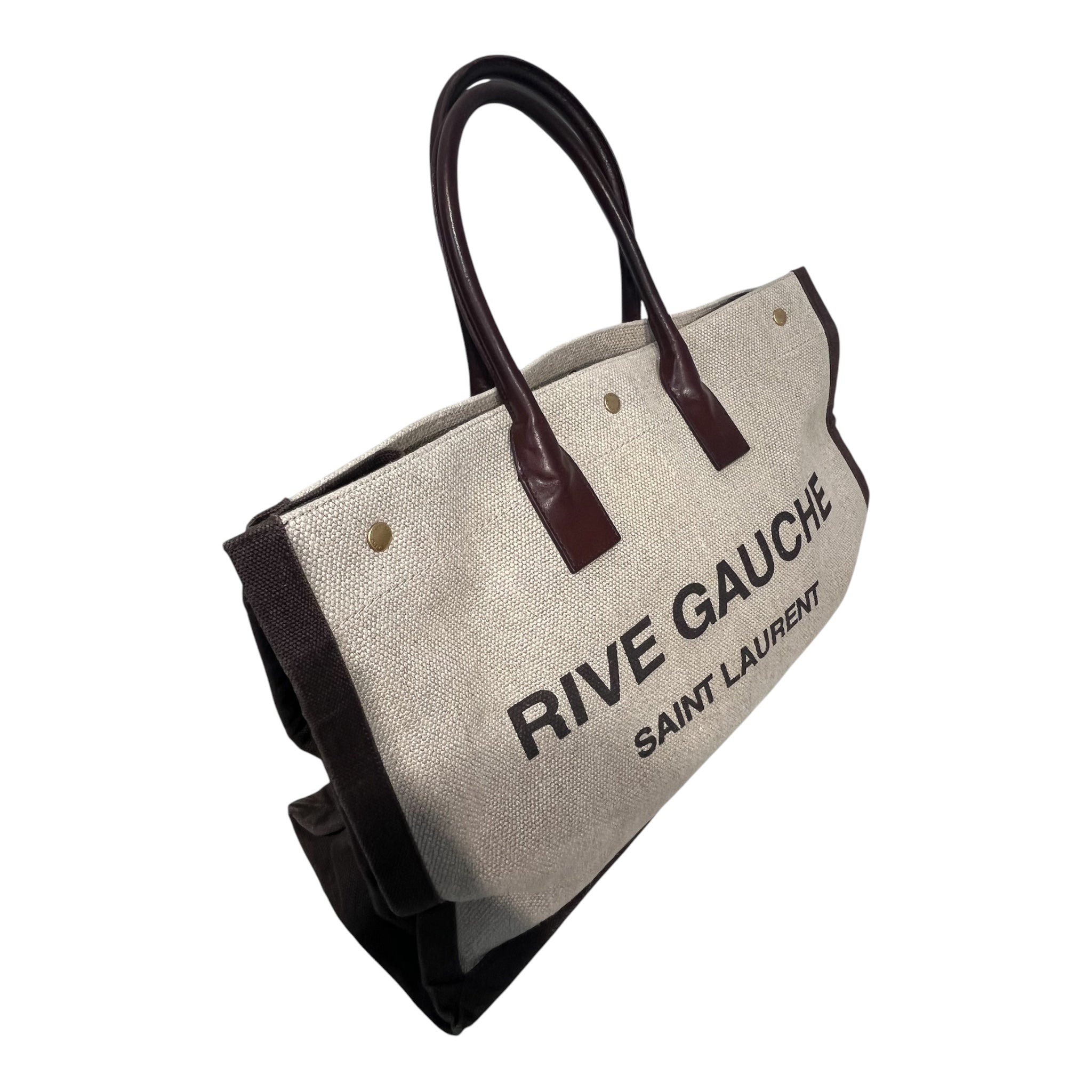 SAINT LAURENT/Tote Bag/Cotton/BRW/RIVE GAUCHE view 4