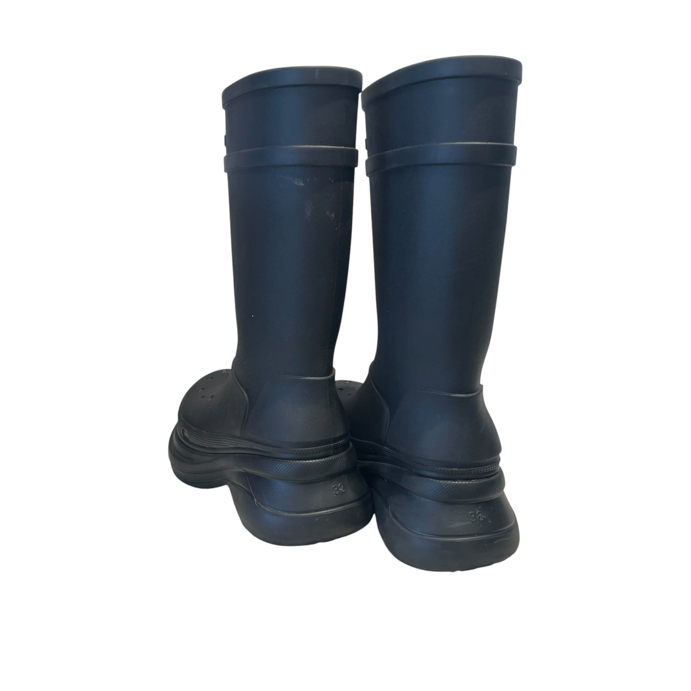 BALENCIAGA/crocs/Rain Boots/EU 38/BLK/rubber knee high view 2