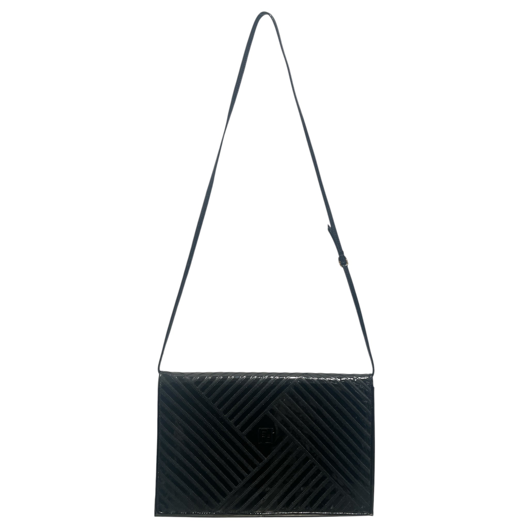 FENDI/Cross Body Bag/Leather/BLK/Patent Leather Evening Bag view 1