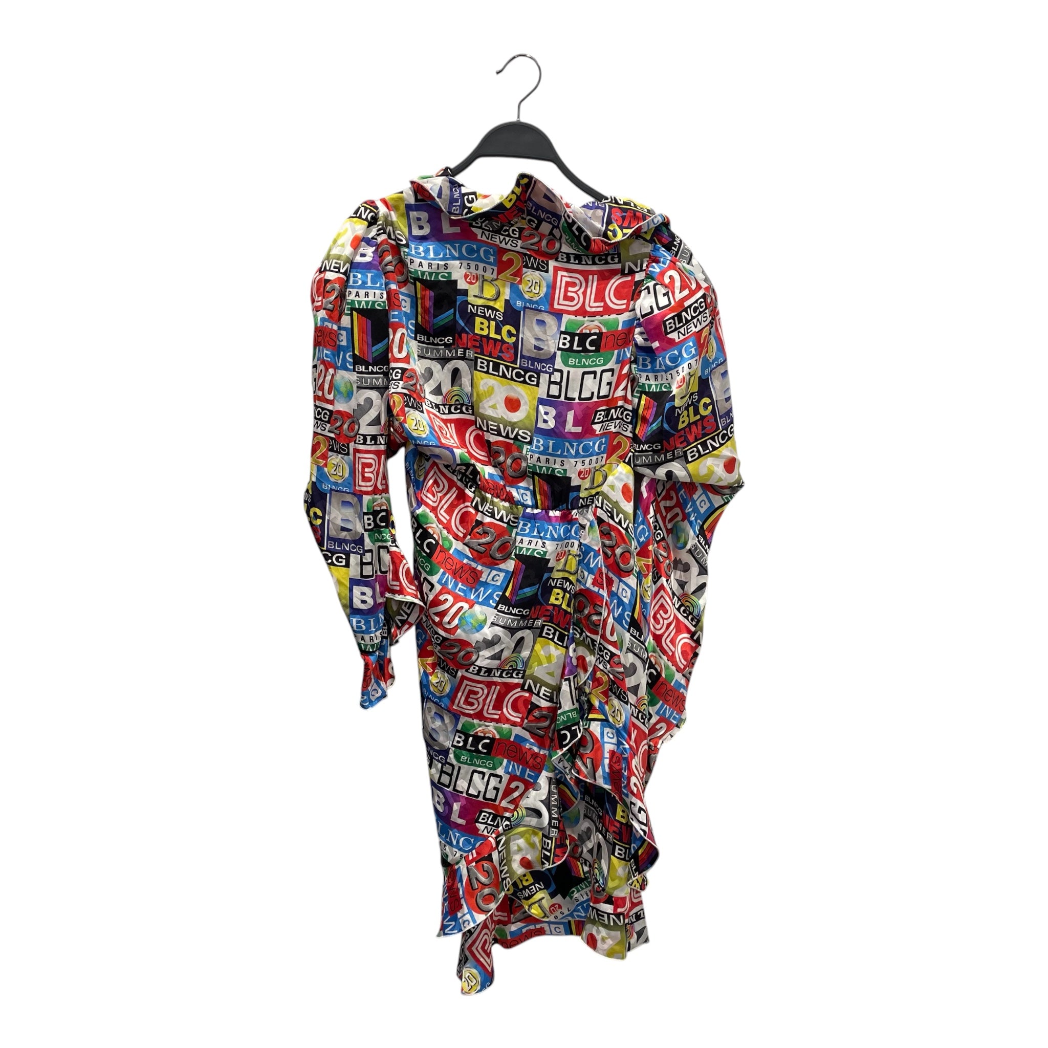 BALENCIAGA/LS Dress/34/All Over Print/Silk/MLT/Midi Length/RUFFLED PRINTED SILK MINI DRES view 1