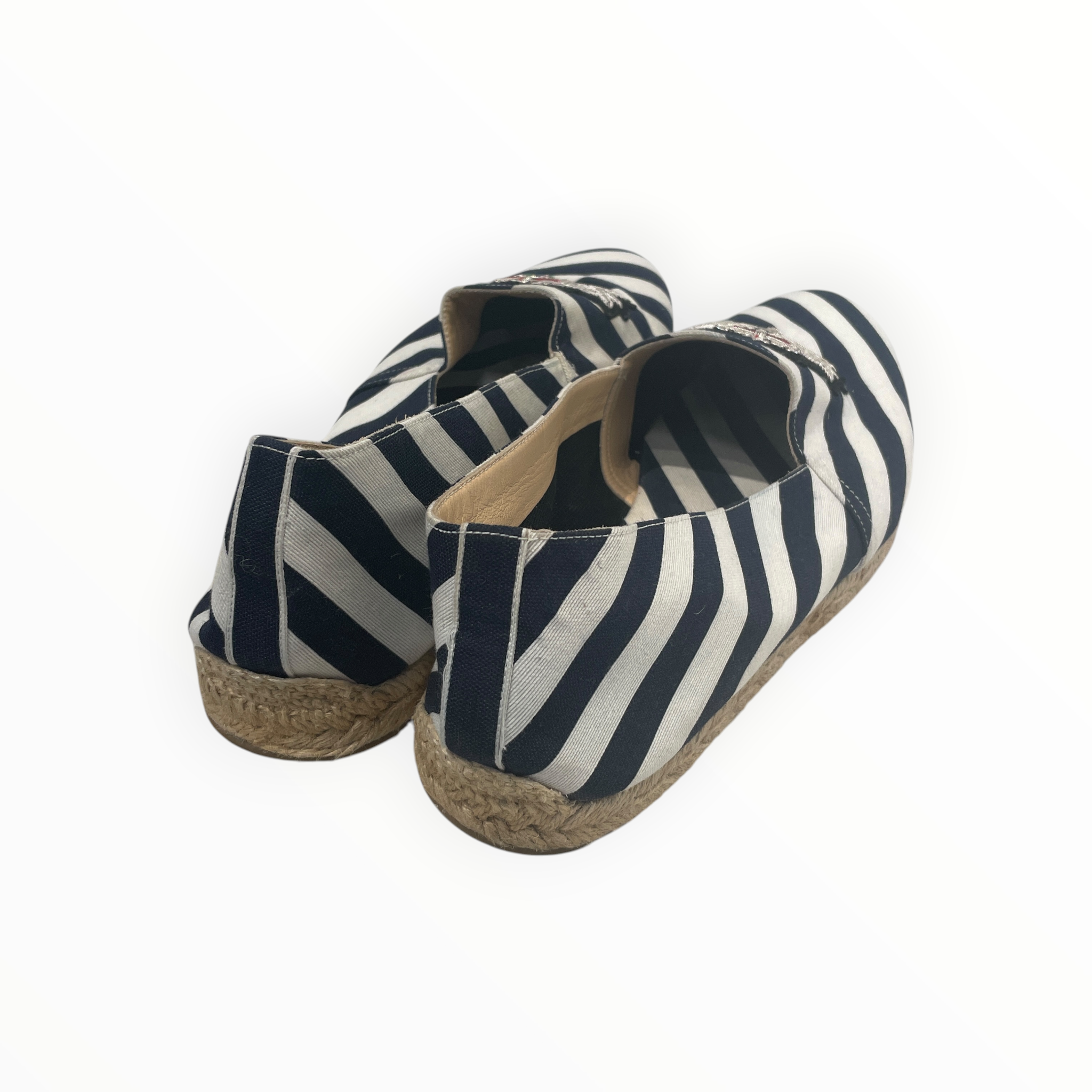 Christian Louboutin/Loafers/EU 44/Stripe/Cotton/NVY/espadrilles view 2
