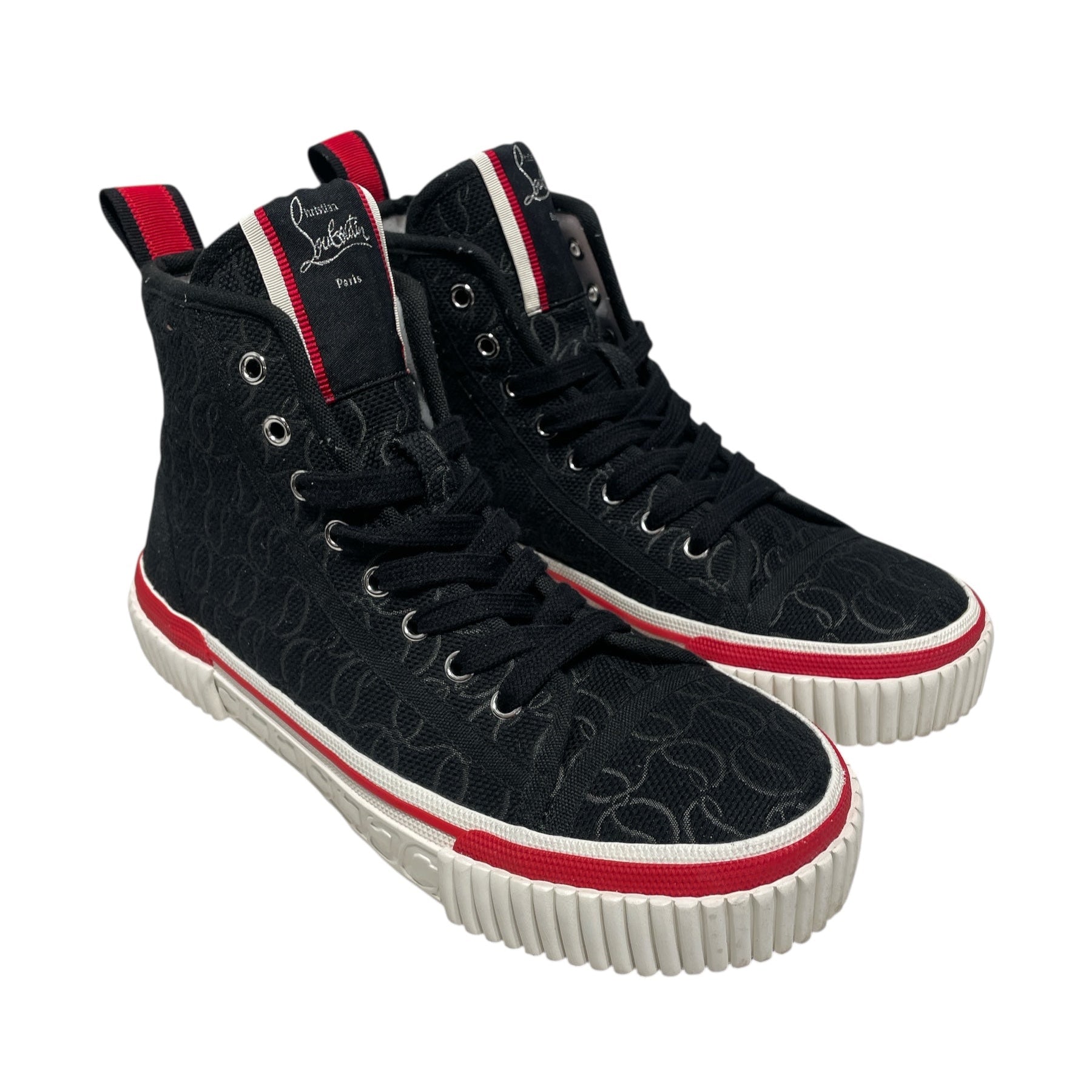 Christian Louboutin/Hi-Sneakers/EU 39/BLK/Jacquard Canvas view 1
