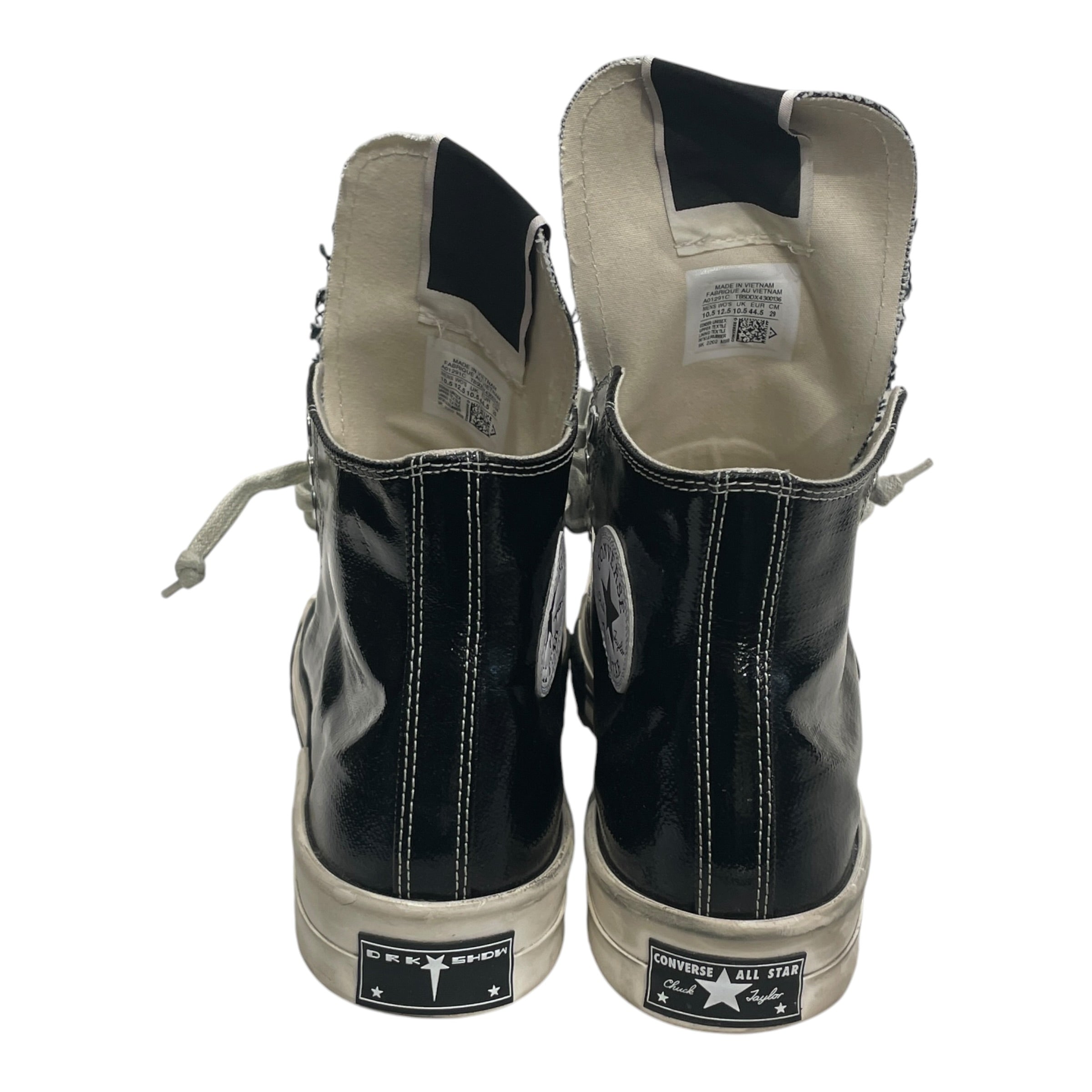 RICK OWENS DRKSHDW/CONVERSE/Hi-Sneakers/US 10.5/Cotton/BLK/SQUARE TOE view 3
