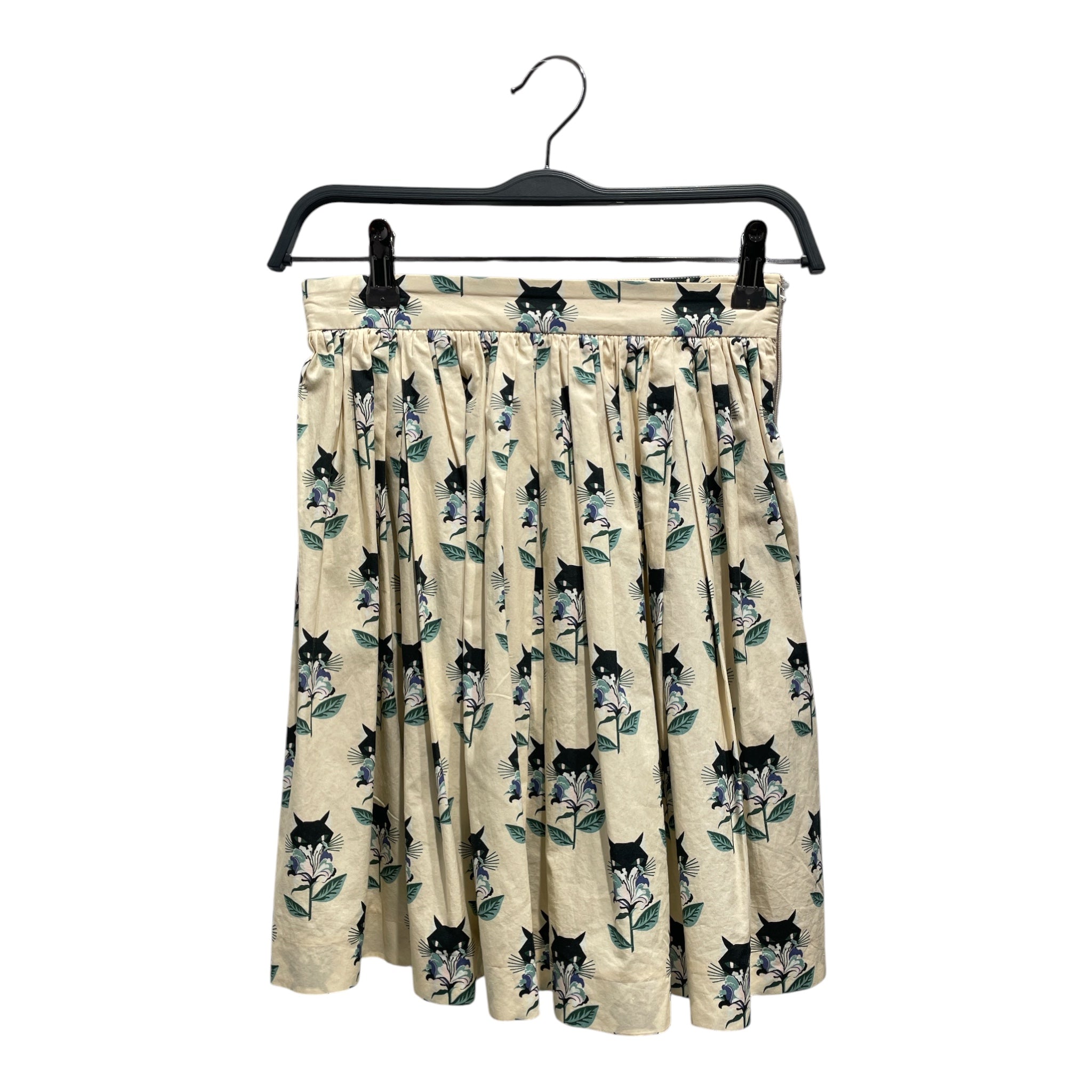 MIU MIU/Skirt/36/All Over Print/Cotton/IVR/Cat print view 2