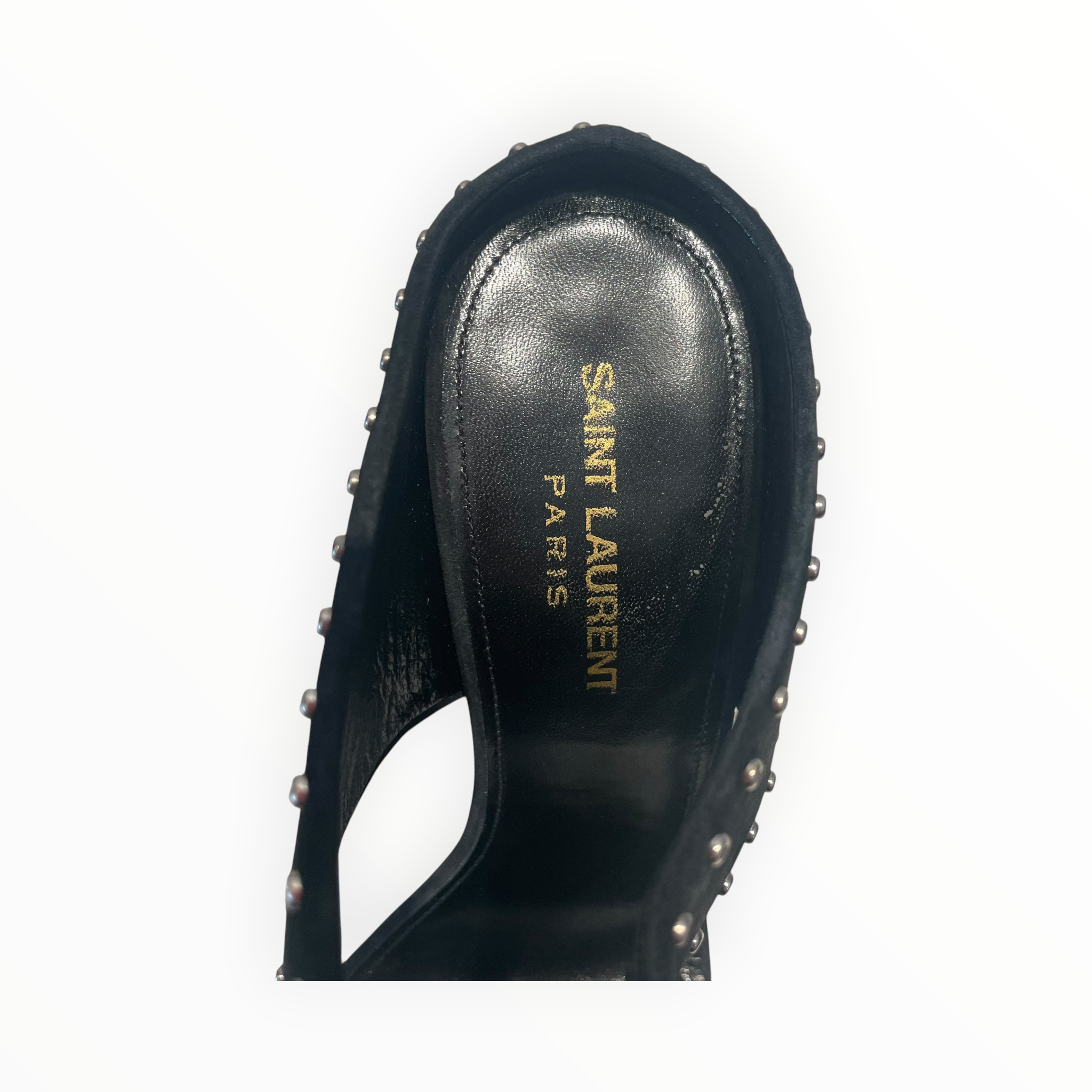 SAINT LAURENT/Heels/US 7.5/Cotton/BLK/Saint Laurent Mica 105 Stud Mu view 4