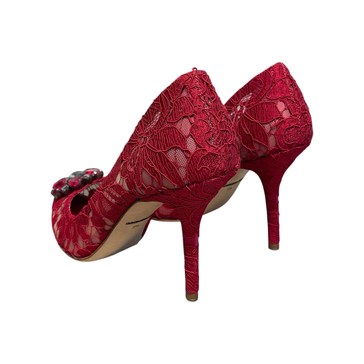 DOLCE&GABBANA/Heels/EU 37.5/RED/pump in taormina laced crystal view 2