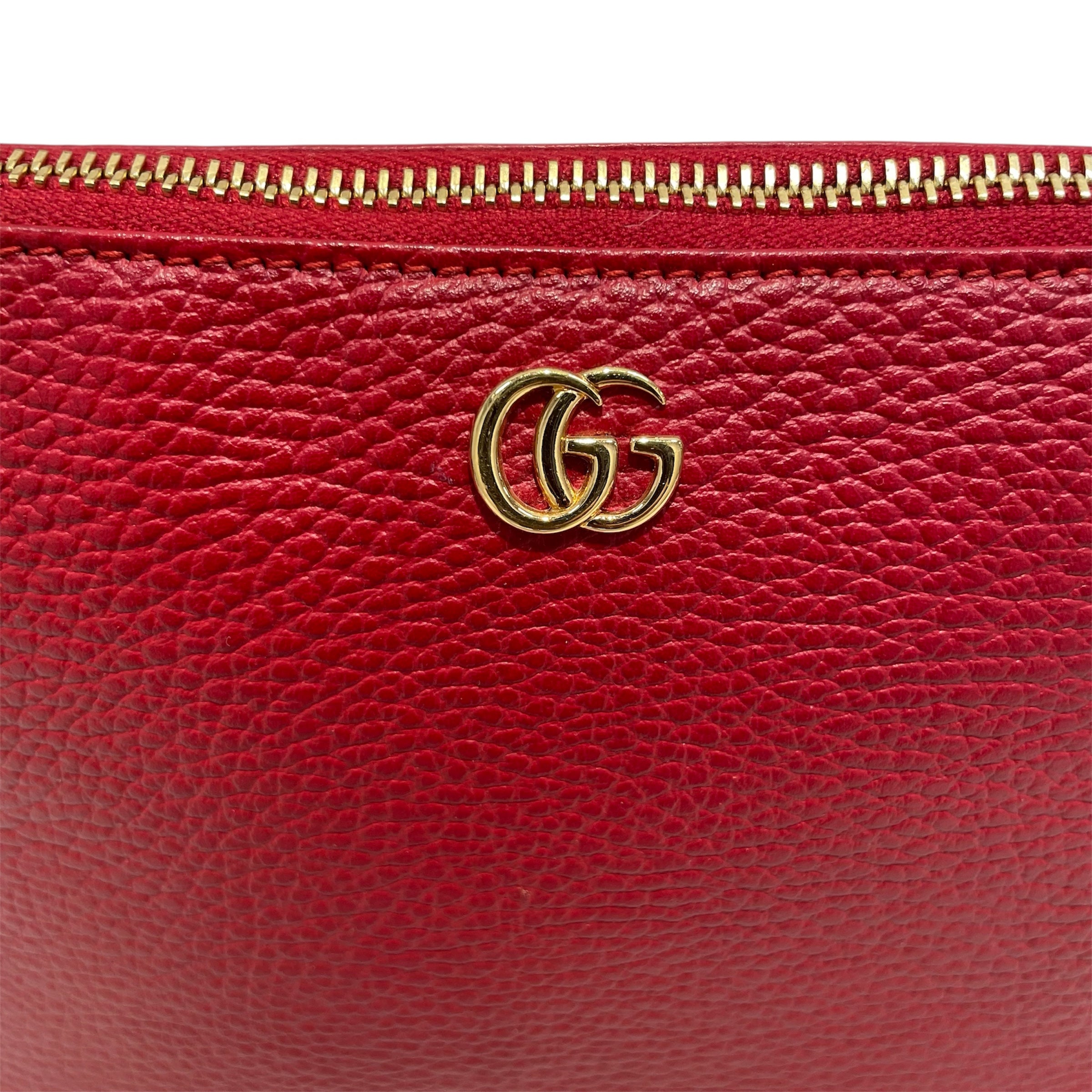 GUCCI/Pouch/Leather/RED/DOUBLE G W BOTTOM HANDLE view 3
