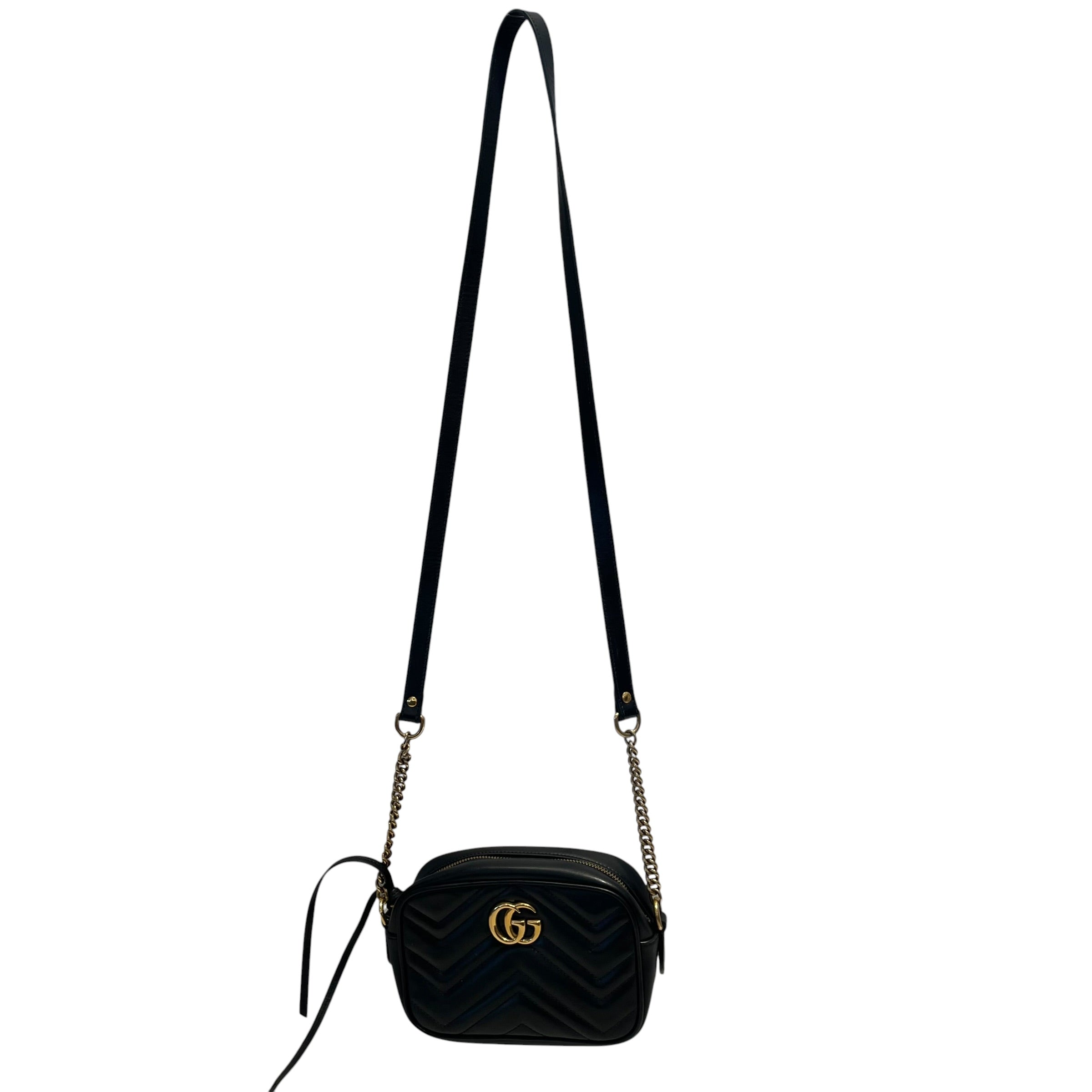 GUCCI/Cross Body Bag/Leather/BLK/GG MARMONT MATELASSE MINI view 1