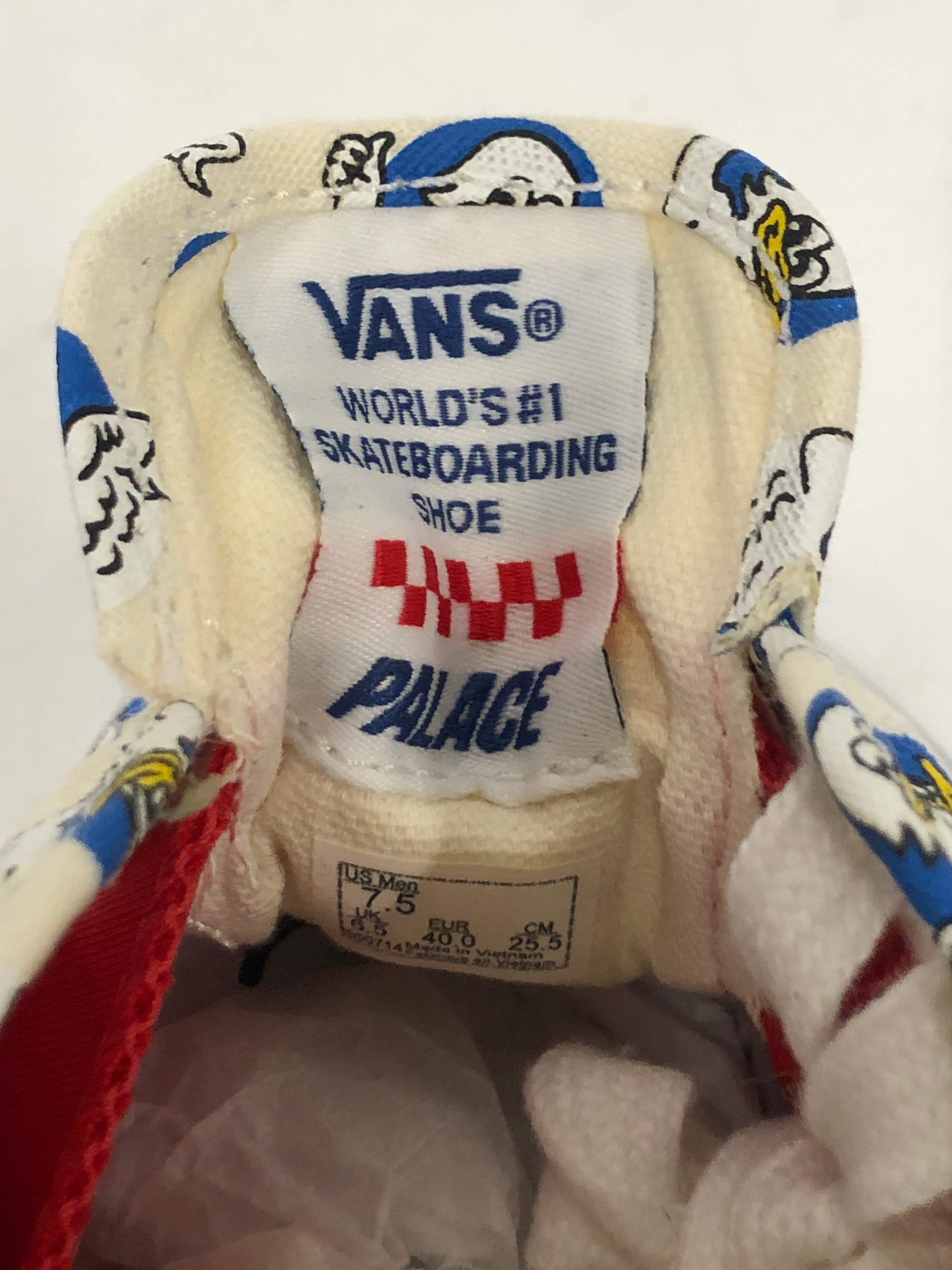 PALACE/VANS/Low-Sneakers/US 7.5/All Over Print/Cotton/WHT/all over duck pattern view 5